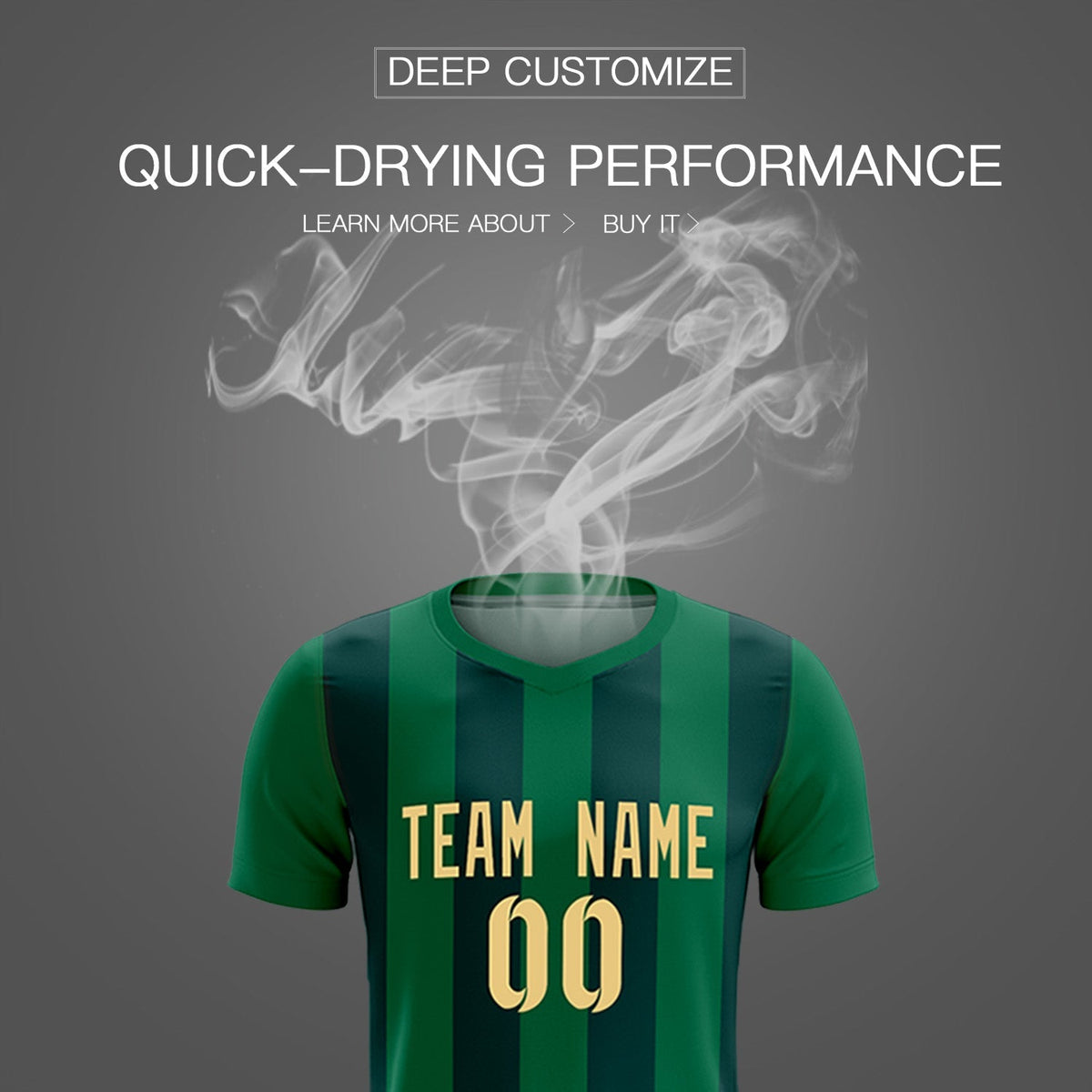 Custom Kelly Green Midnight Green Vertical Stripes Casual Outdoor Soccer Sets Jersey