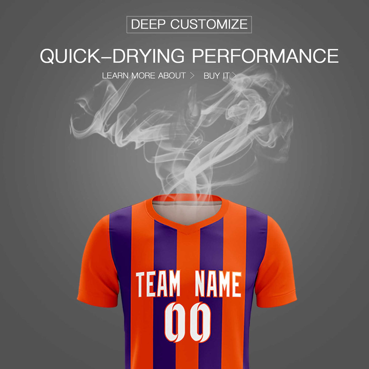 Custom Orange Purple Vertical Stripes Casual Outdoor Football Kits Jersey
