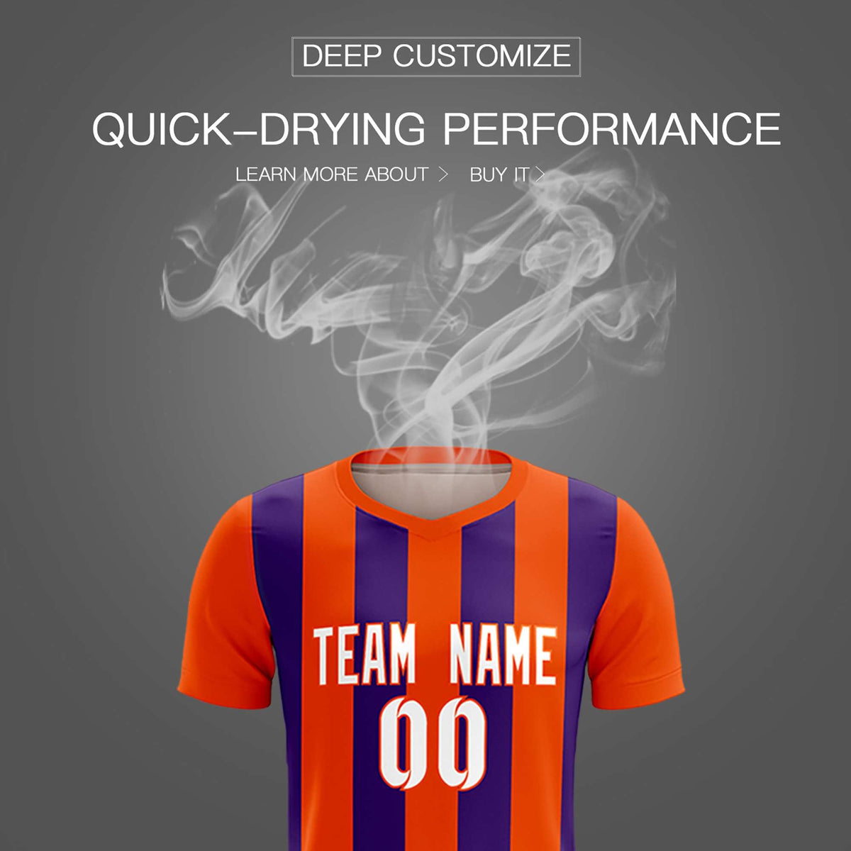 Custom Orange Purple Vertical Stripes Casual Outdoor Football Kits Jersey