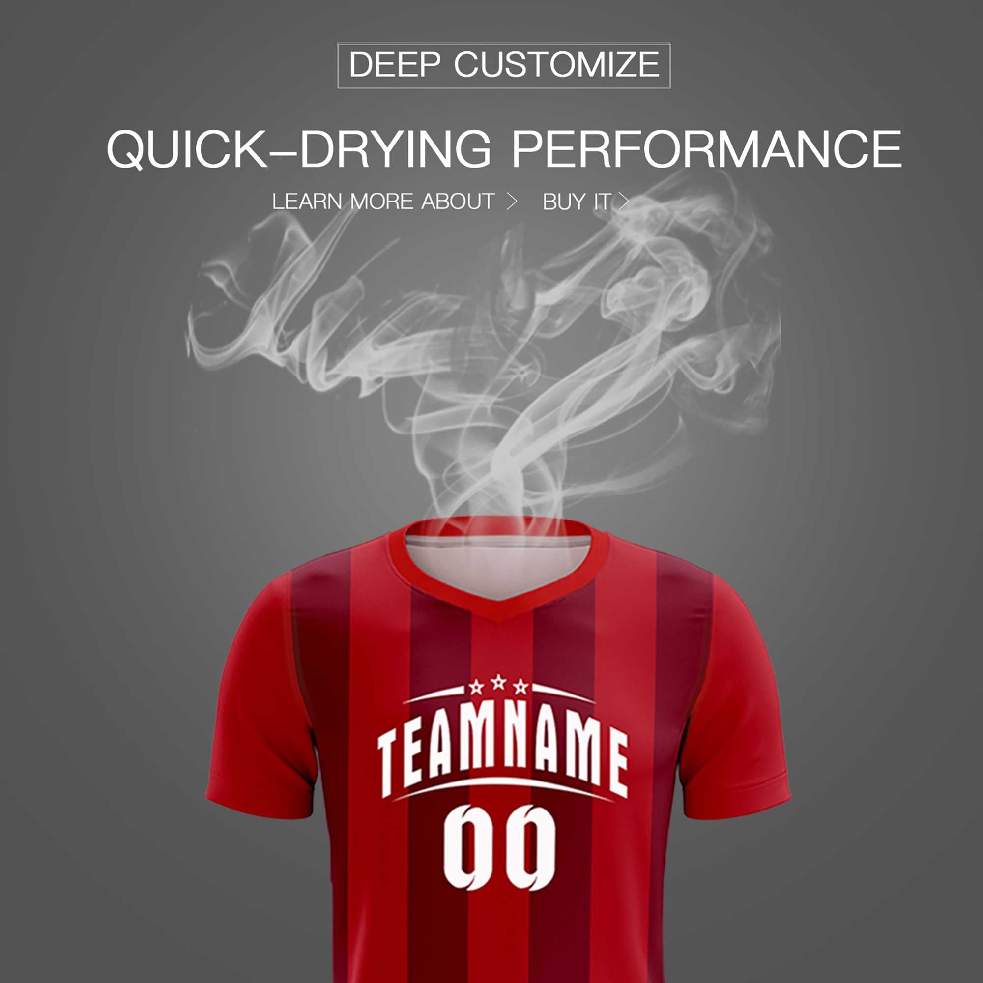 Custom Red Crimson Vertical Stripes Casual Outdoor Soccer Sets Jersey
