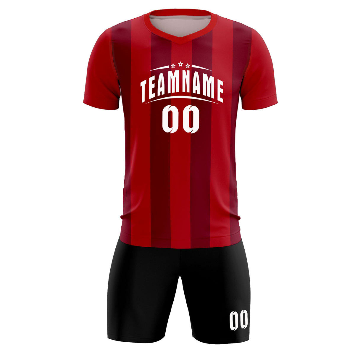 Custom Red Crimson Vertical Stripes Casual Outdoor Soccer Sets Jersey
