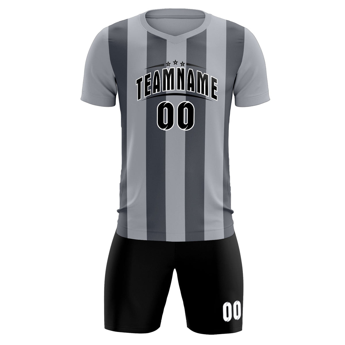 Custom Gray Dark Gray Vertical Stripes Casual Outdoor Football Kits Jersey