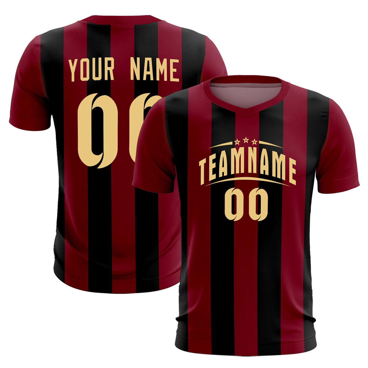 Custom Crimson Black Vertical Stripes Casual Outdoor Football Kits Jersey