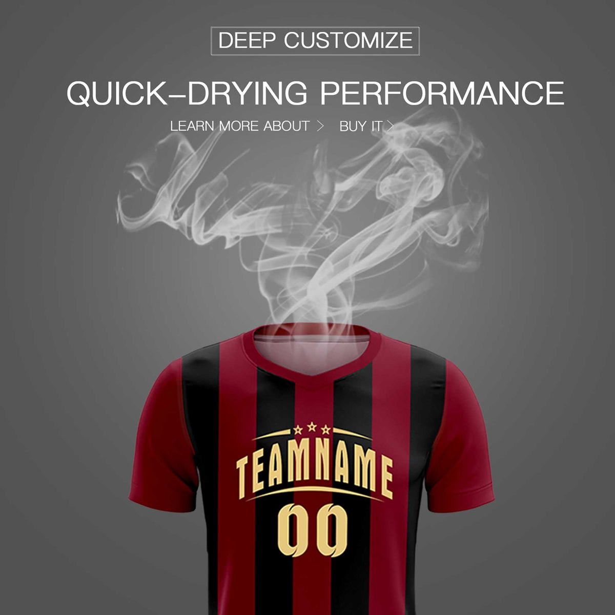 Custom Crimson Black Vertical Stripes Casual Outdoor Football Kits Jersey