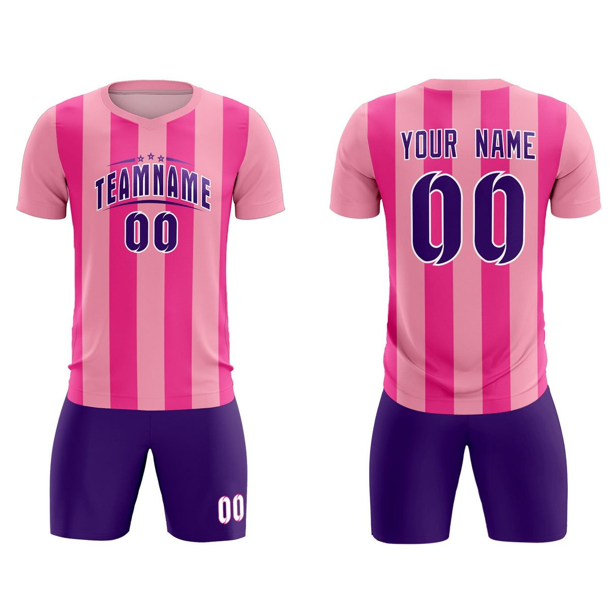 Custom Light Pink Pink Vertical Stripes Casual Outdoor Football Kits Jersey
