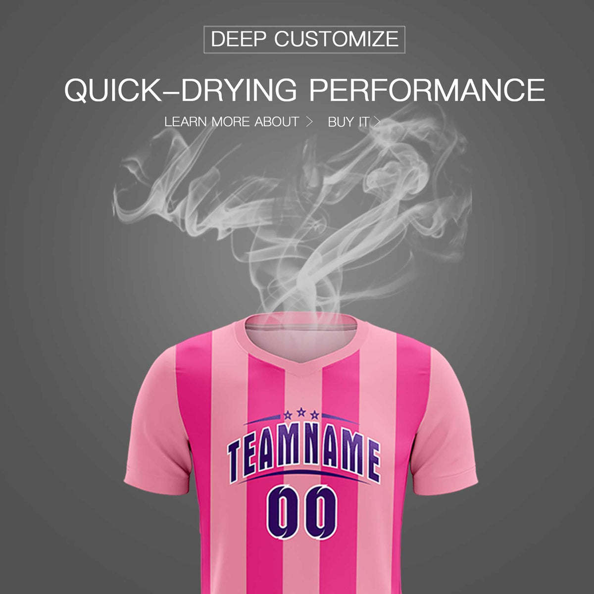 Custom Light Pink Pink Vertical Stripes Casual Outdoor Football Kits Jersey