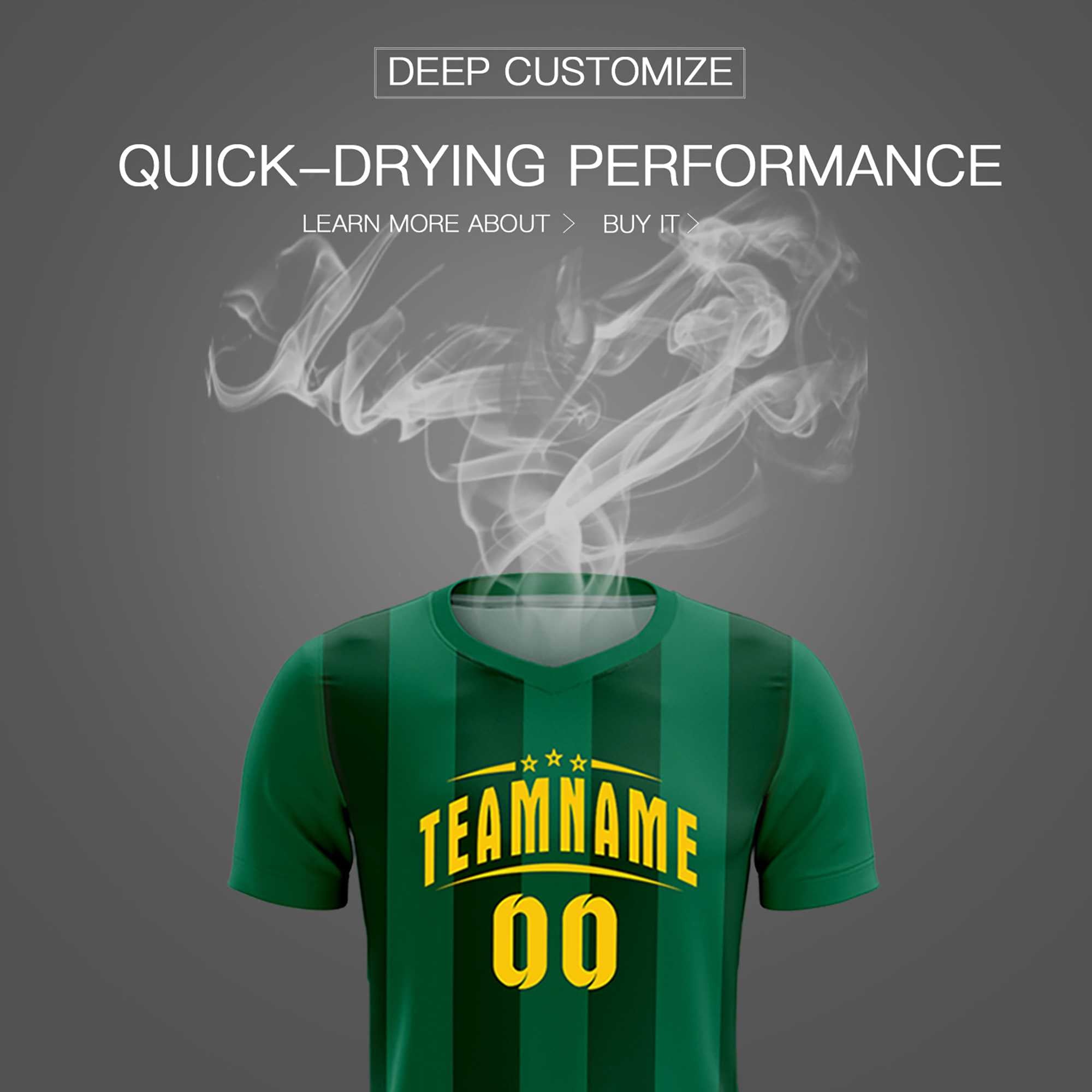 Custom Kelly Green Green Vertical Stripes Casual Outdoor Soccer Sets Jersey