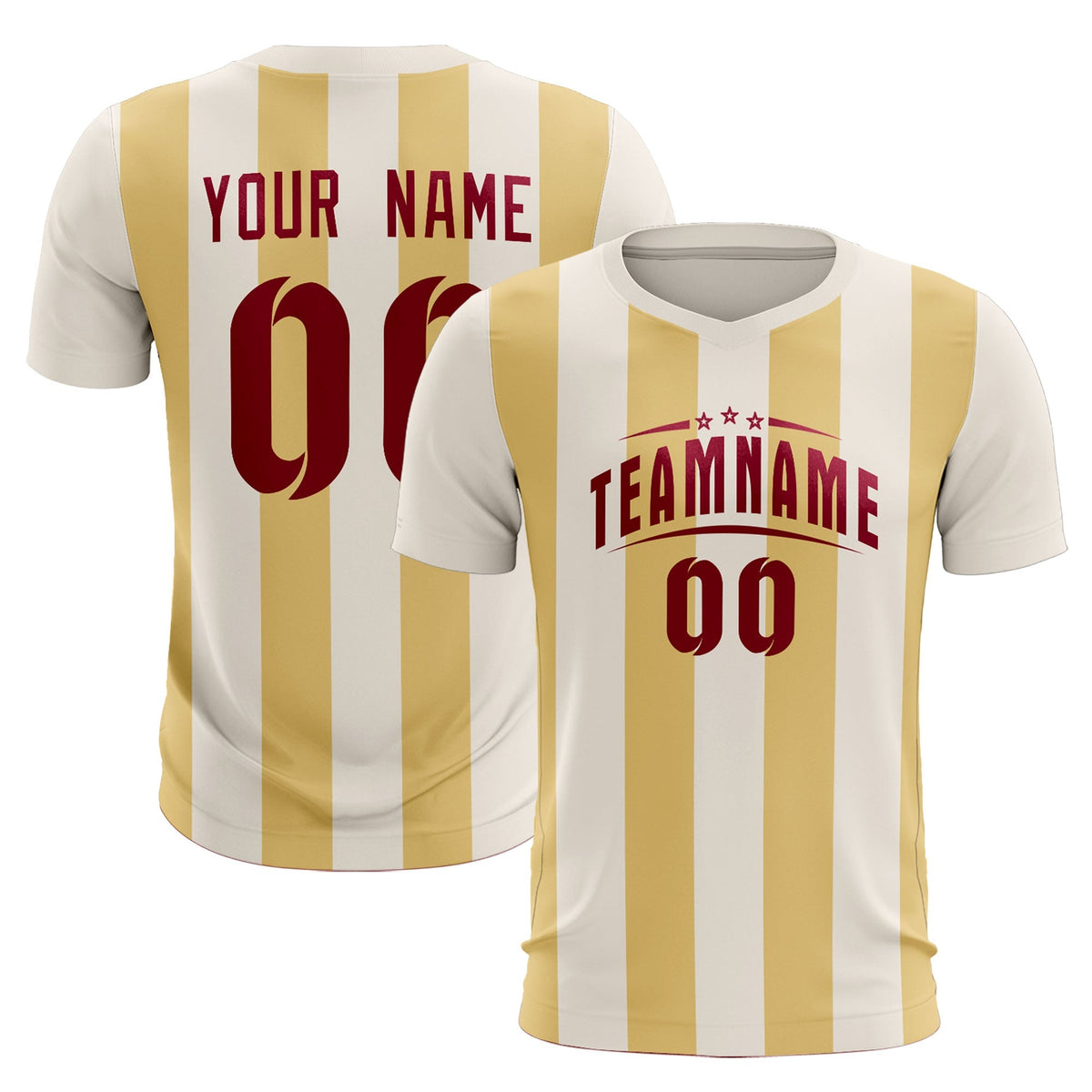 Custom Cream Khaki Vertical Stripes Casual Outdoor Soccer Sets Jersey