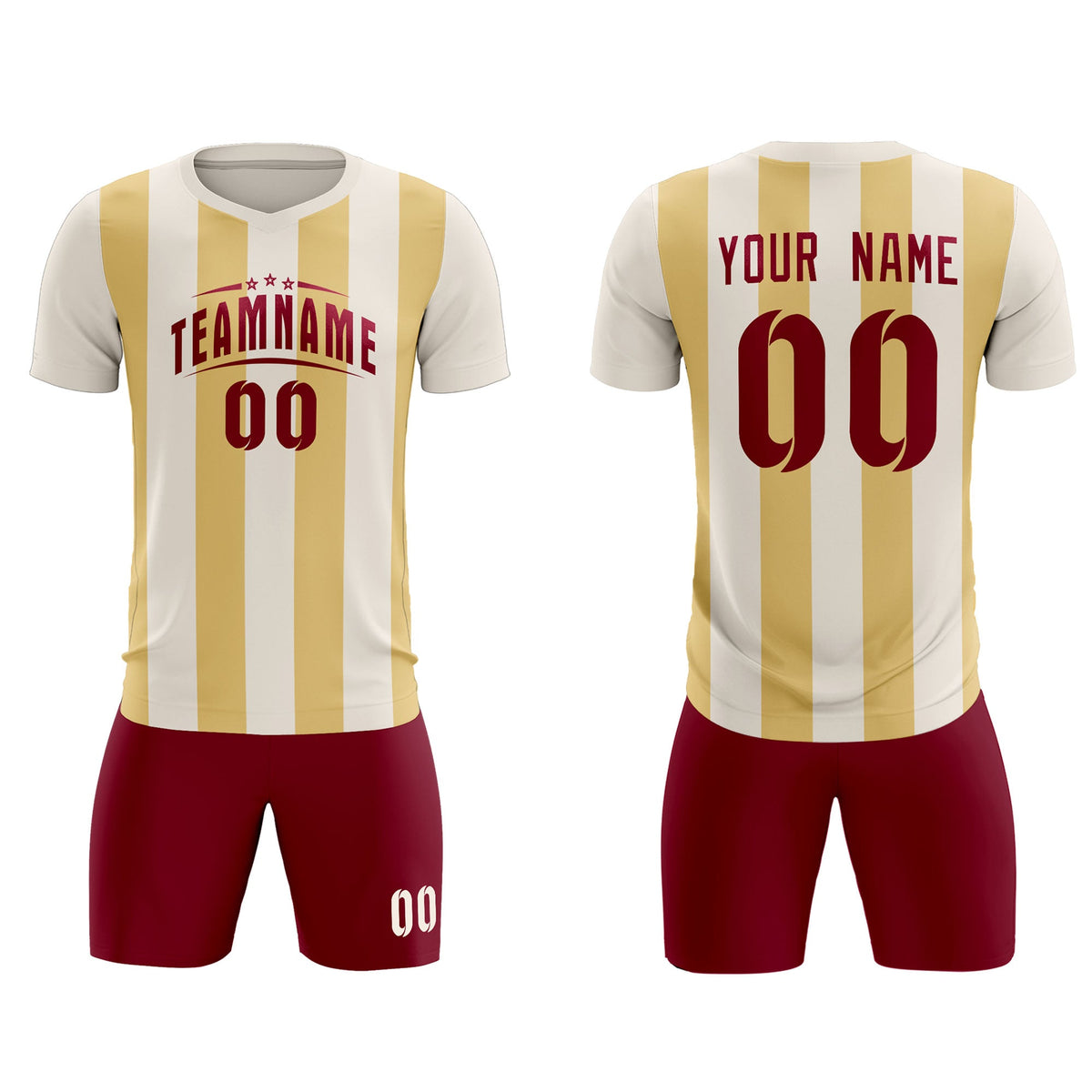 Custom Cream Khaki Vertical Stripes Casual Outdoor Soccer Sets Jersey