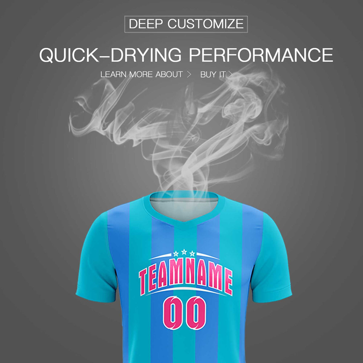 Custom Sky Blue Powder Blue Vertical Stripes Casual Outdoor Football Kits Jersey