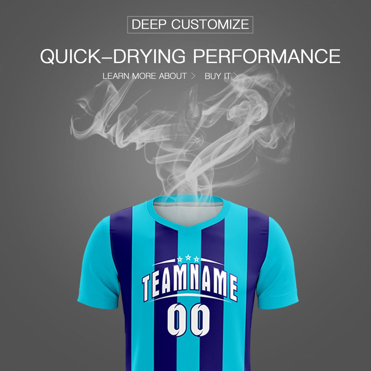 Custom Sky Blue Royal Vertical Stripes Casual Outdoor Soccer Sets Jersey