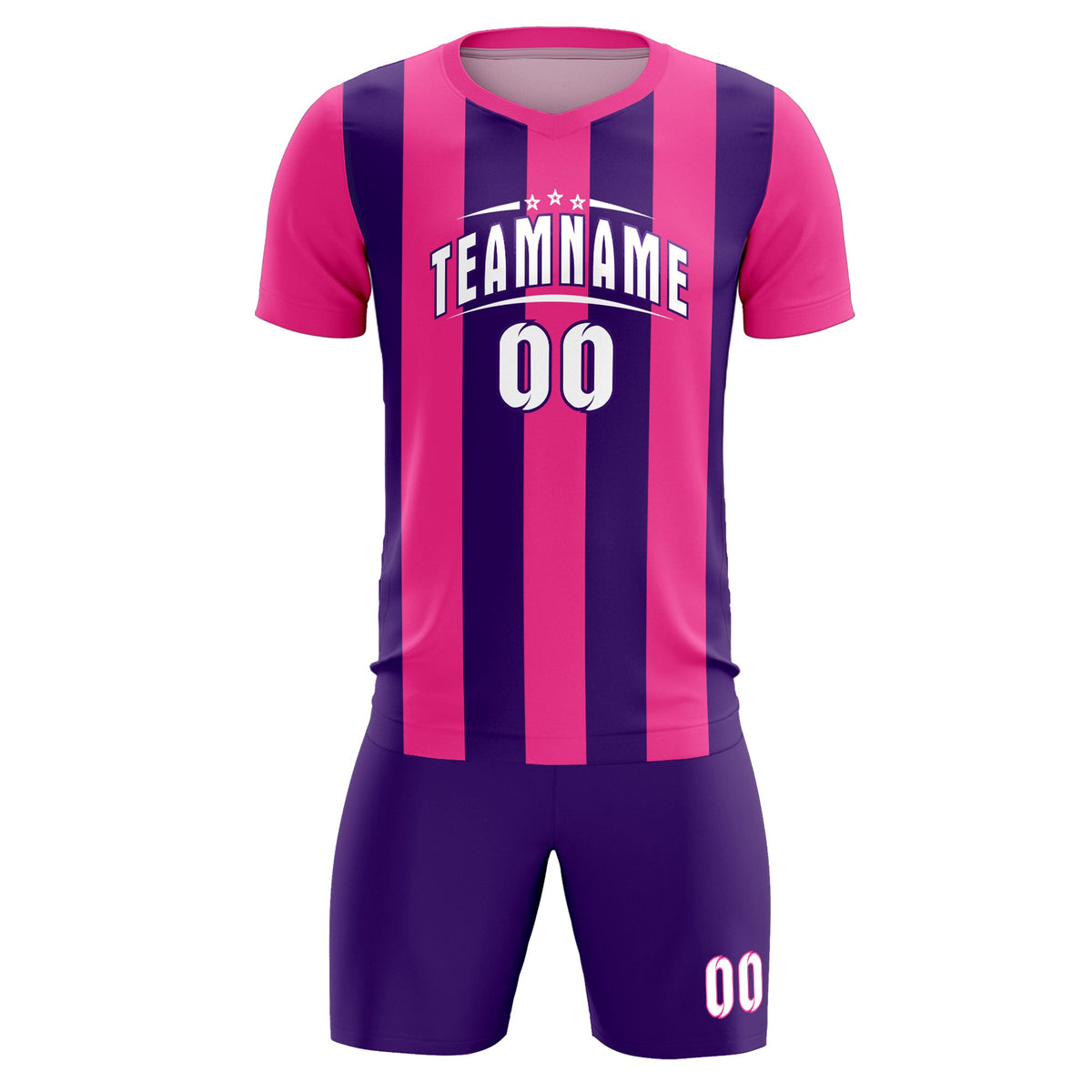 Custom Pink Purple Vertical Stripes Casual Outdoor Football Kits Jersey