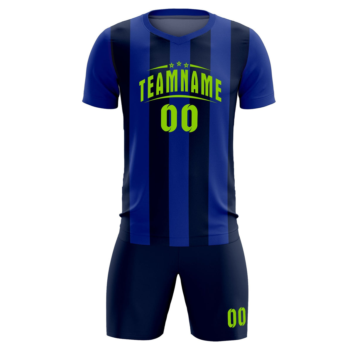 Custom Royal Navy Vertical Stripes Casual Outdoor Soccer Sets Jersey