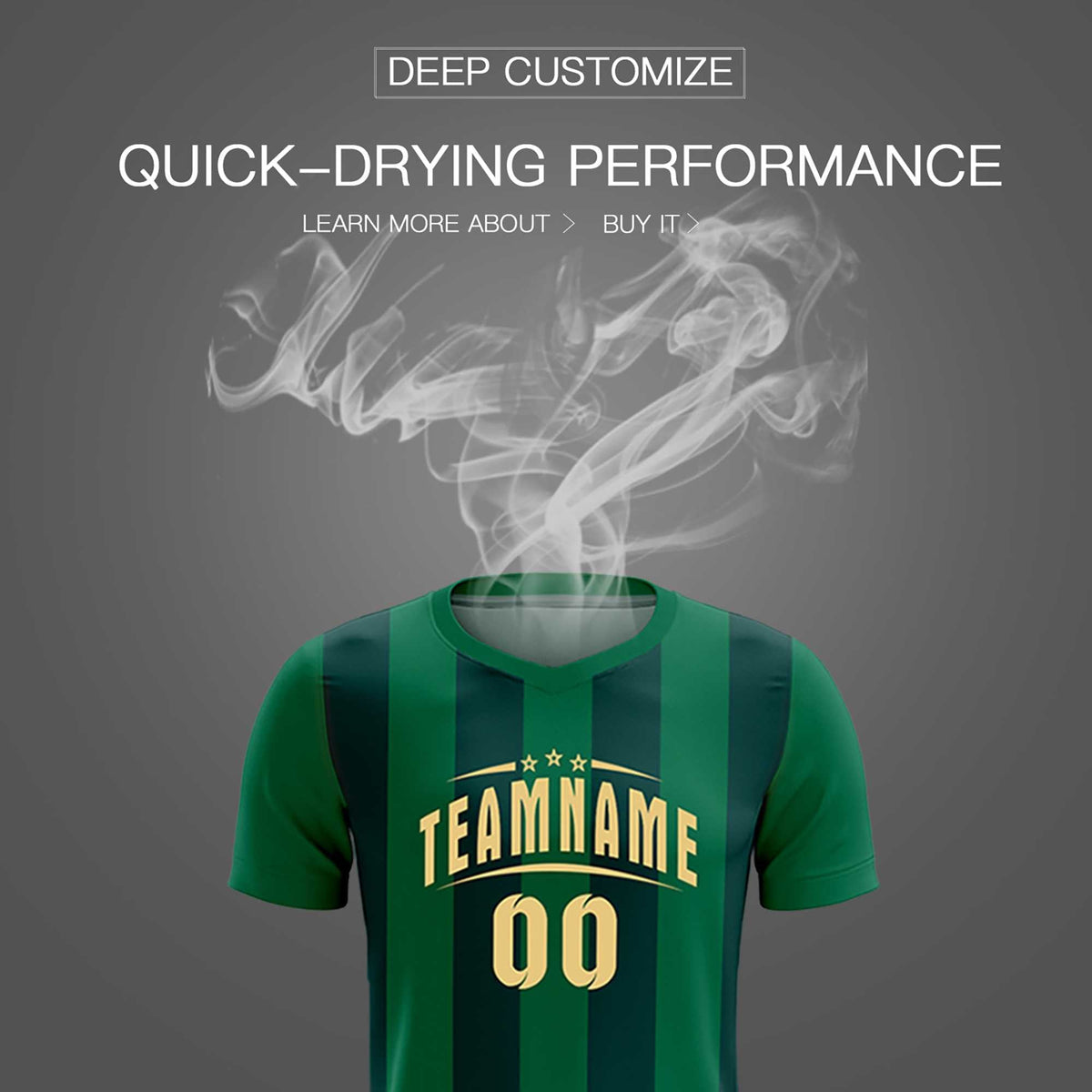 Custom Kelly Green Midnight Green Vertical Stripes Casual Outdoor Soccer Sets Jersey