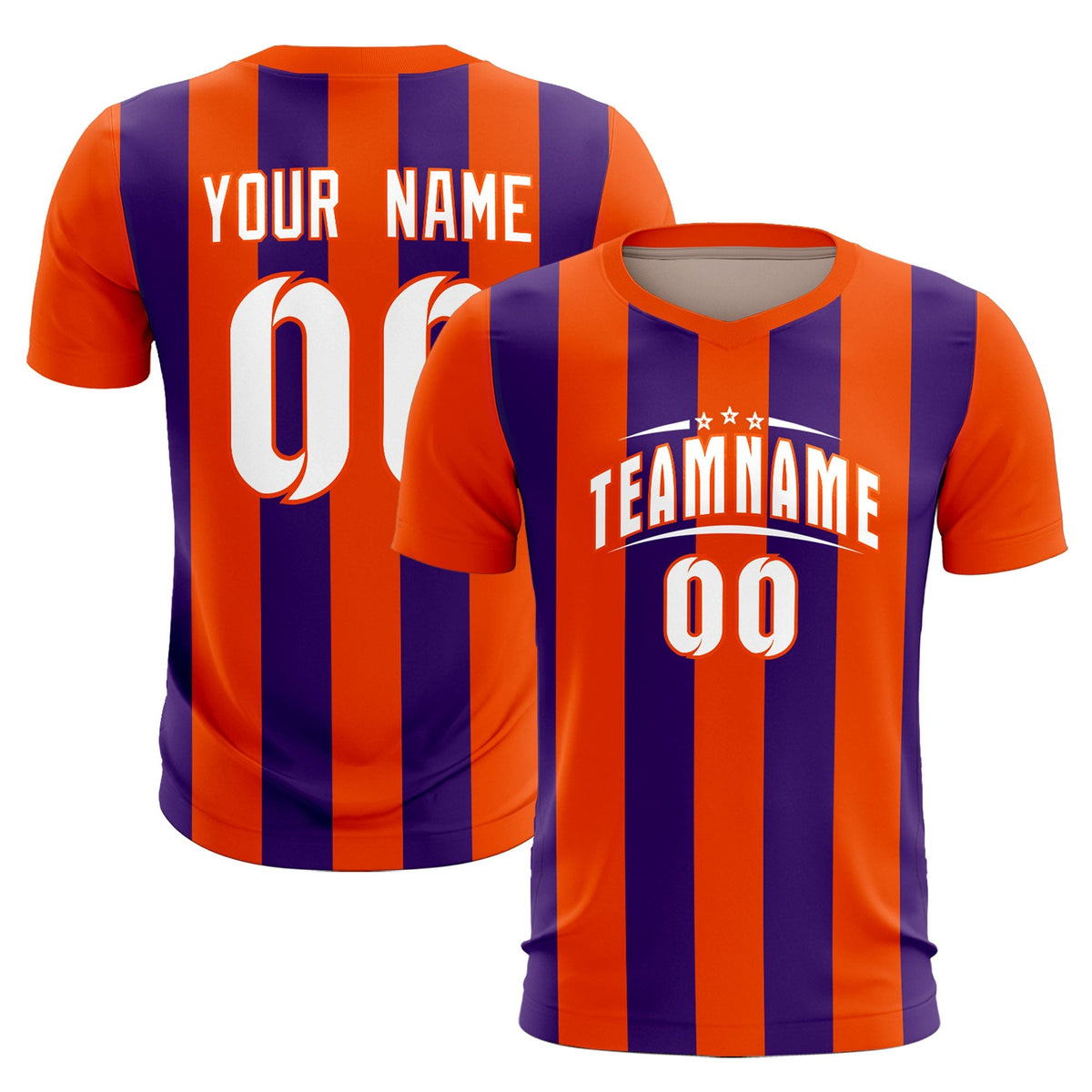 Custom Orange Purple Vertical Stripes Casual Outdoor Soccer Sets Jersey
