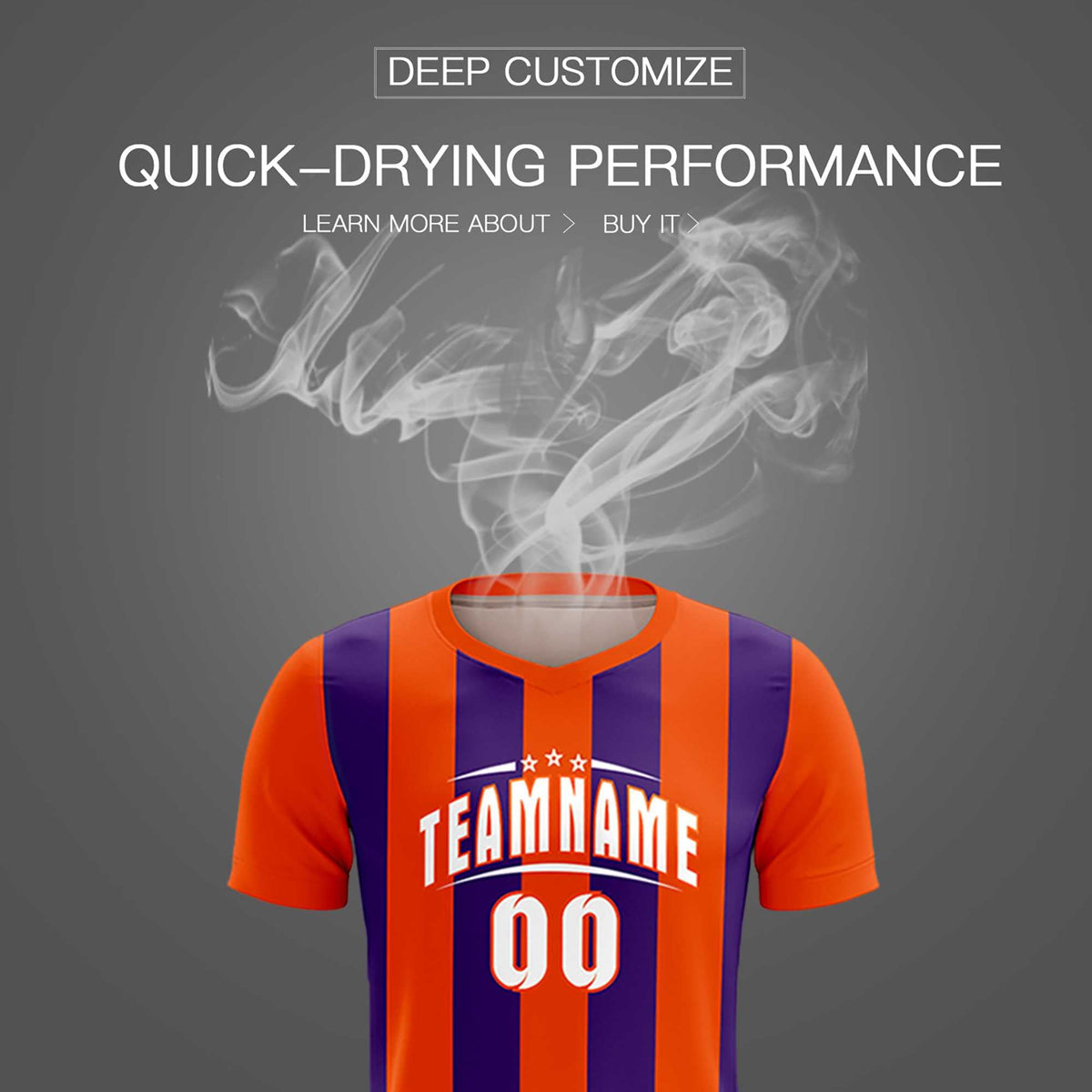 Custom Orange Purple Vertical Stripes Casual Outdoor Soccer Sets Jersey