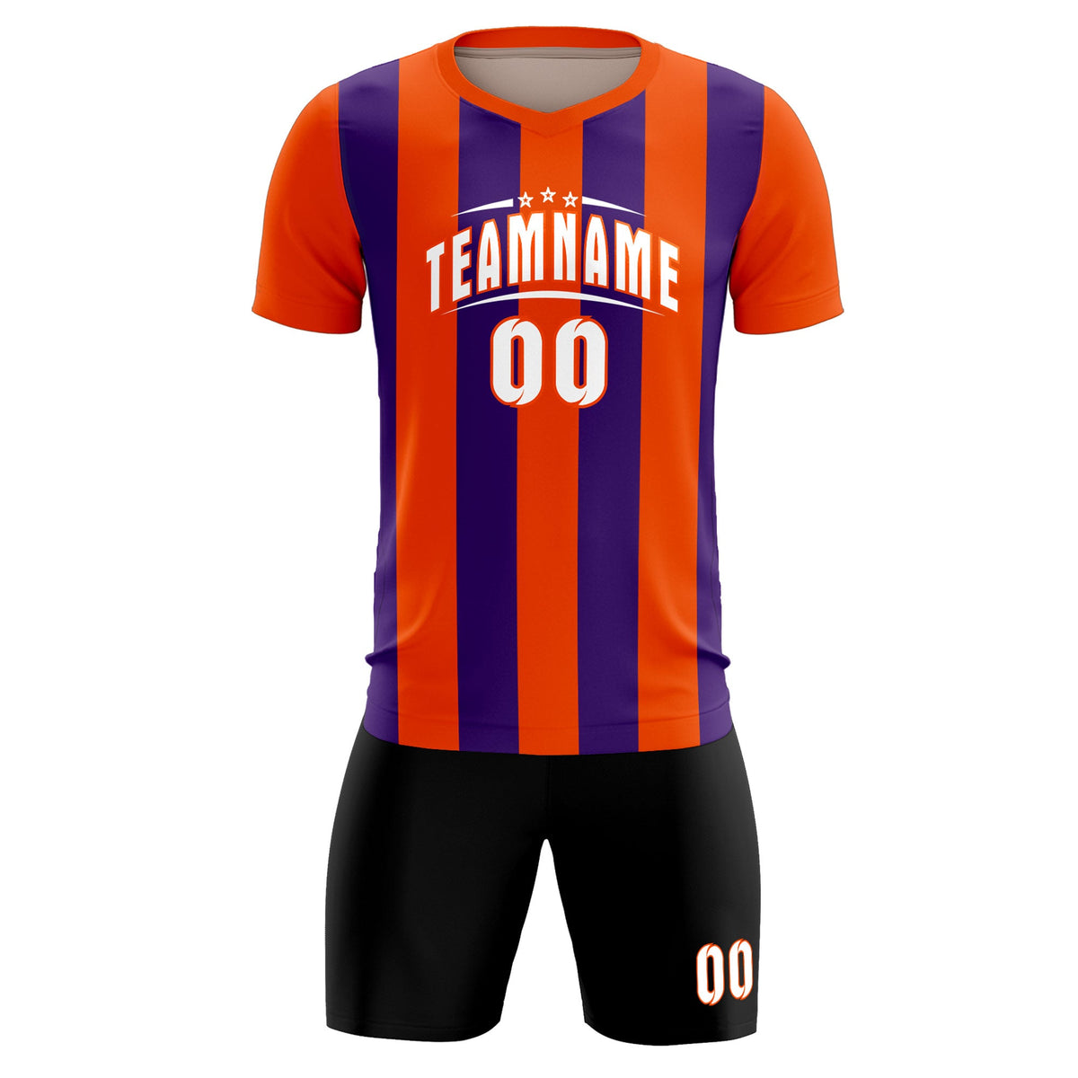 Custom Orange Purple Vertical Stripes Casual Outdoor Football Kits Jersey