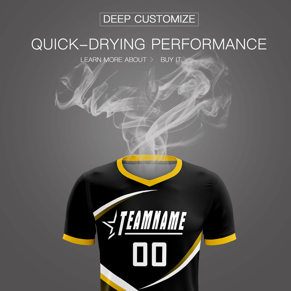 Custom Black Gold Color Block Training Uniform For Men Soccer Sets Jersey