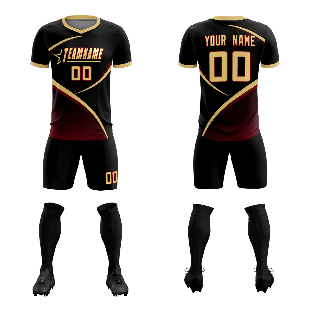 Custom Black Khaki Color Block Training Uniform For Men Soccer Sets Jersey