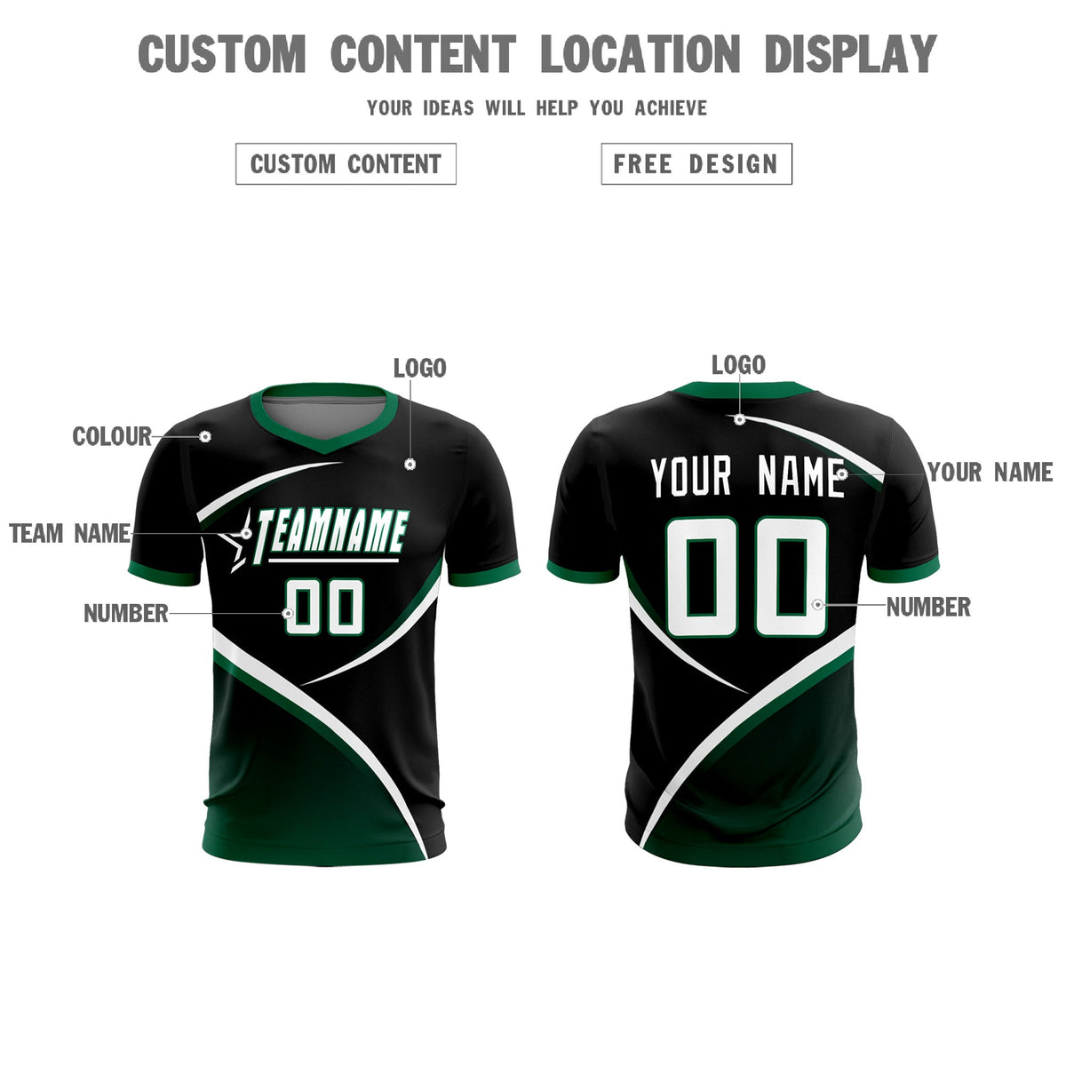 Custom Black Kelly Green Color Block Training Uniform For Men Soccer Sets Jersey