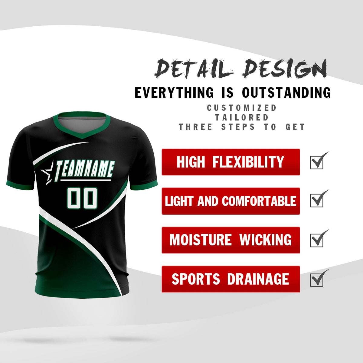 Custom Black Kelly Green Color Block Training Uniform For Men Soccer Sets Jersey