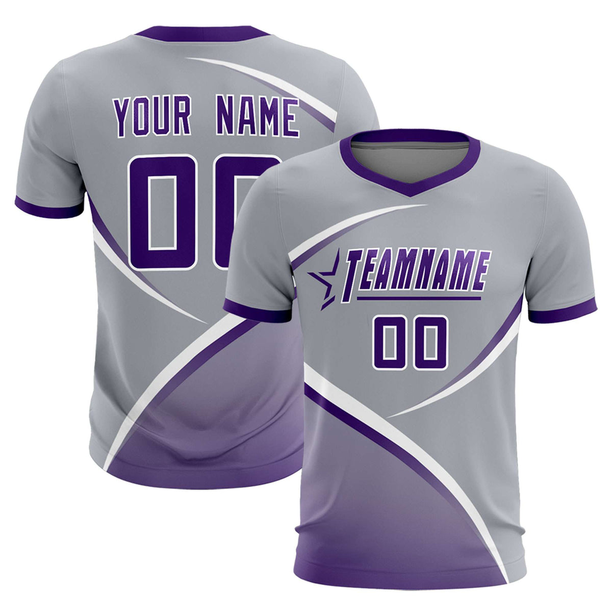 Custom Gray Purple Color Block Training Uniform For Men Soccer Sets Jersey