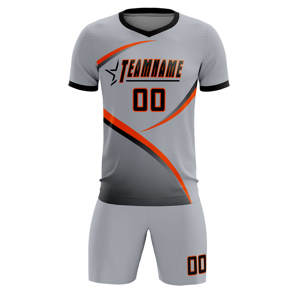 Custom Gray Black Color Block Training Uniform For Men Soccer Sets Jersey