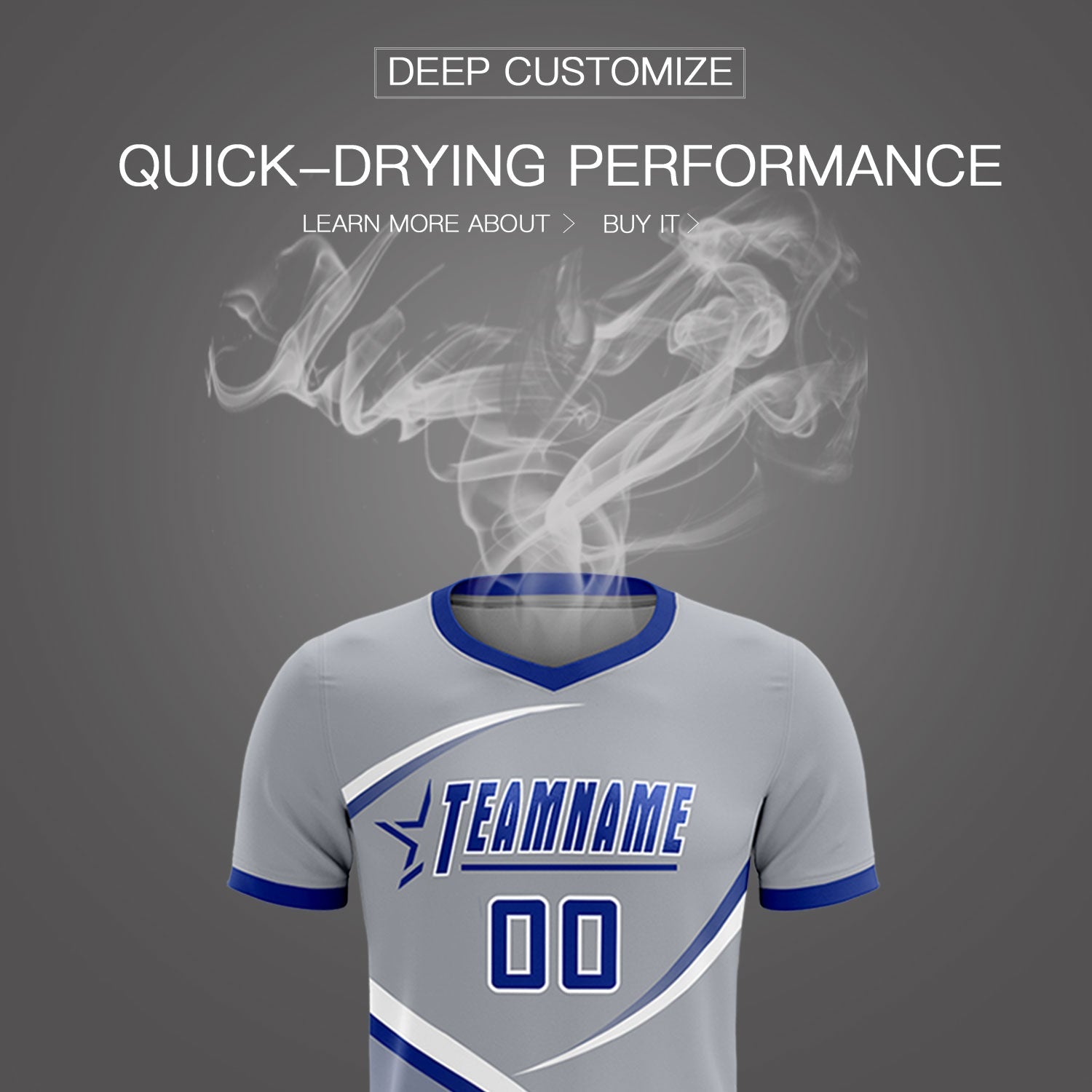 Custom Gray Royal Color Block Training Uniform For Men Soccer Sets Jersey