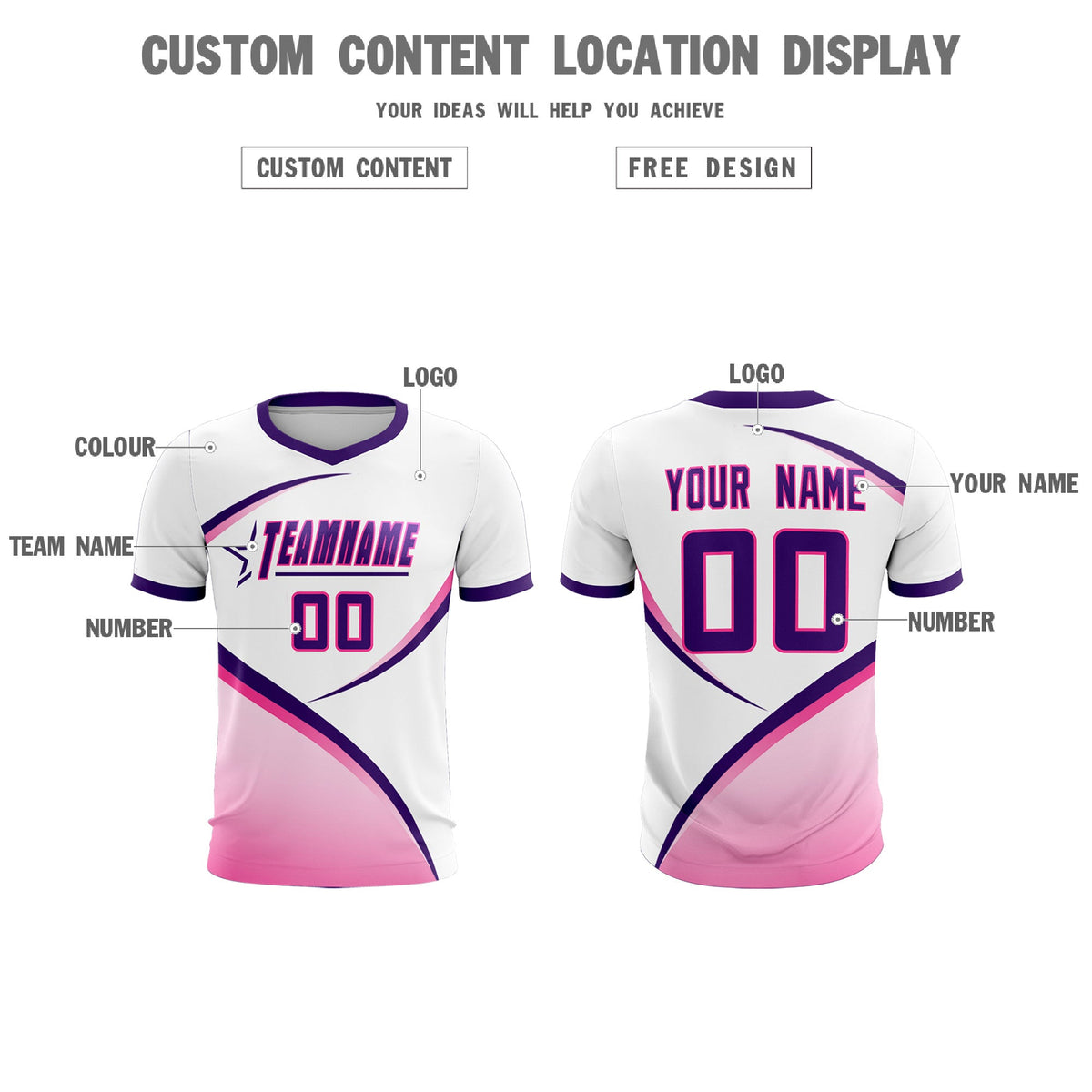 Custom White Purple Color Block Training Uniform For Men Soccer Sets Jersey