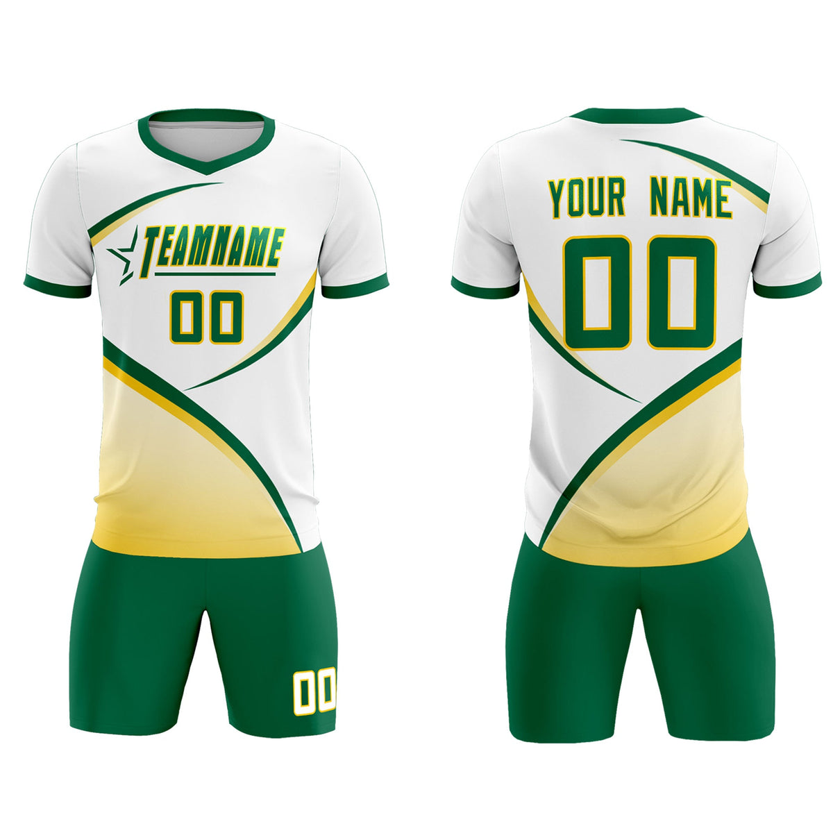 Custom White Kelly Green Color Block Training Uniform For Men Soccer Sets Jersey