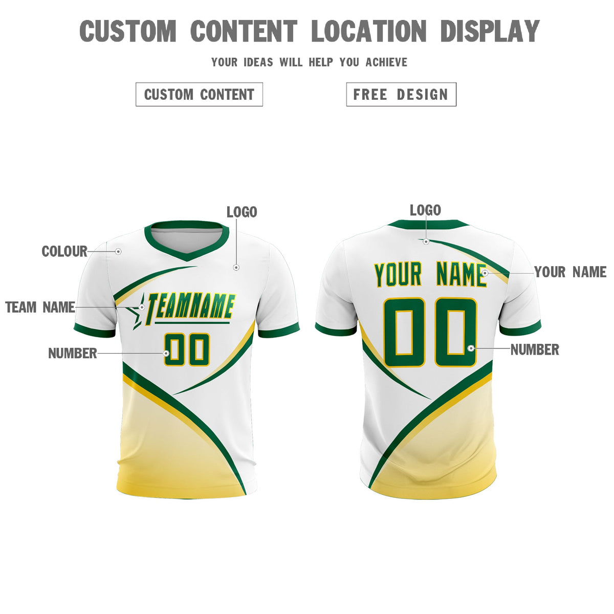 Custom White Kelly Green Color Block Training Uniform For Men Soccer Sets Jersey