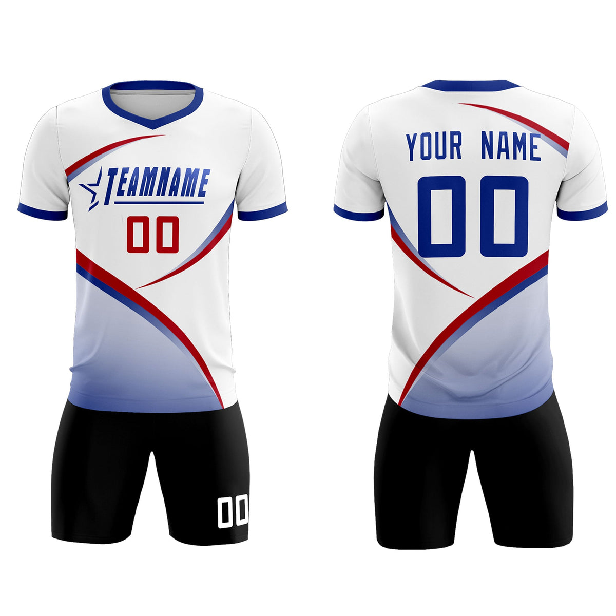 Custom White Royal Color Block Training Uniform For Men Soccer Sets Jersey