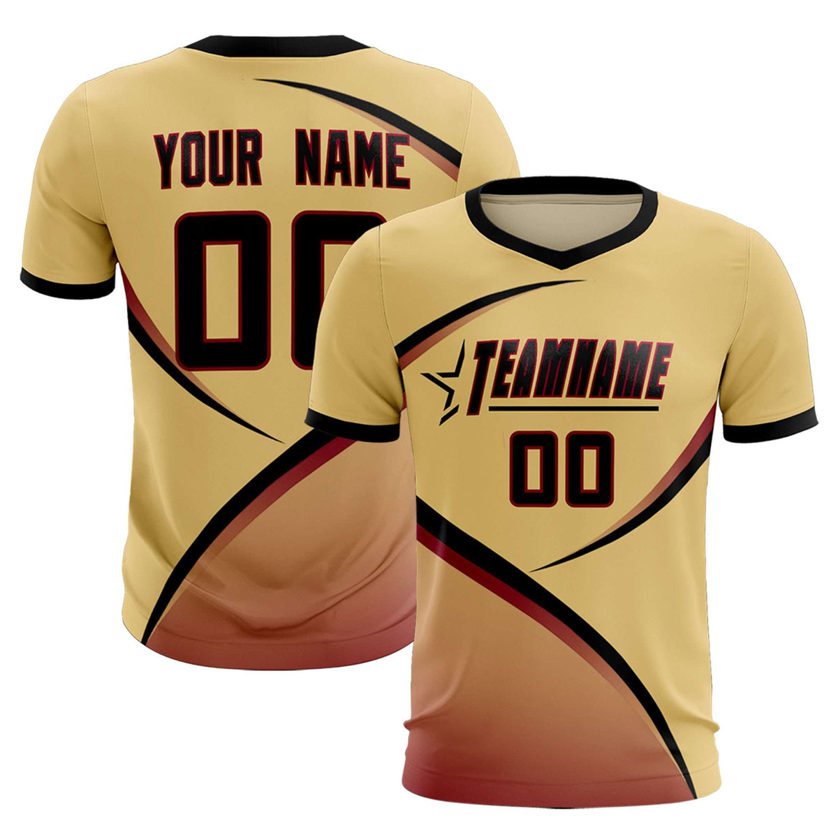 Custom Khaki Black Color Block Training Uniform For Men Soccer Sets Jersey