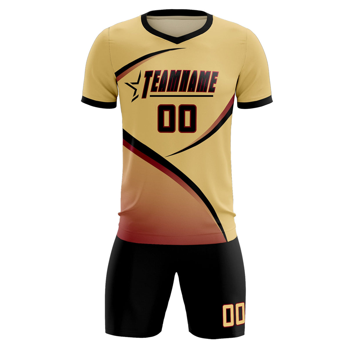 Custom Khaki Black Color Block Training Uniform For Men Soccer Sets Jersey