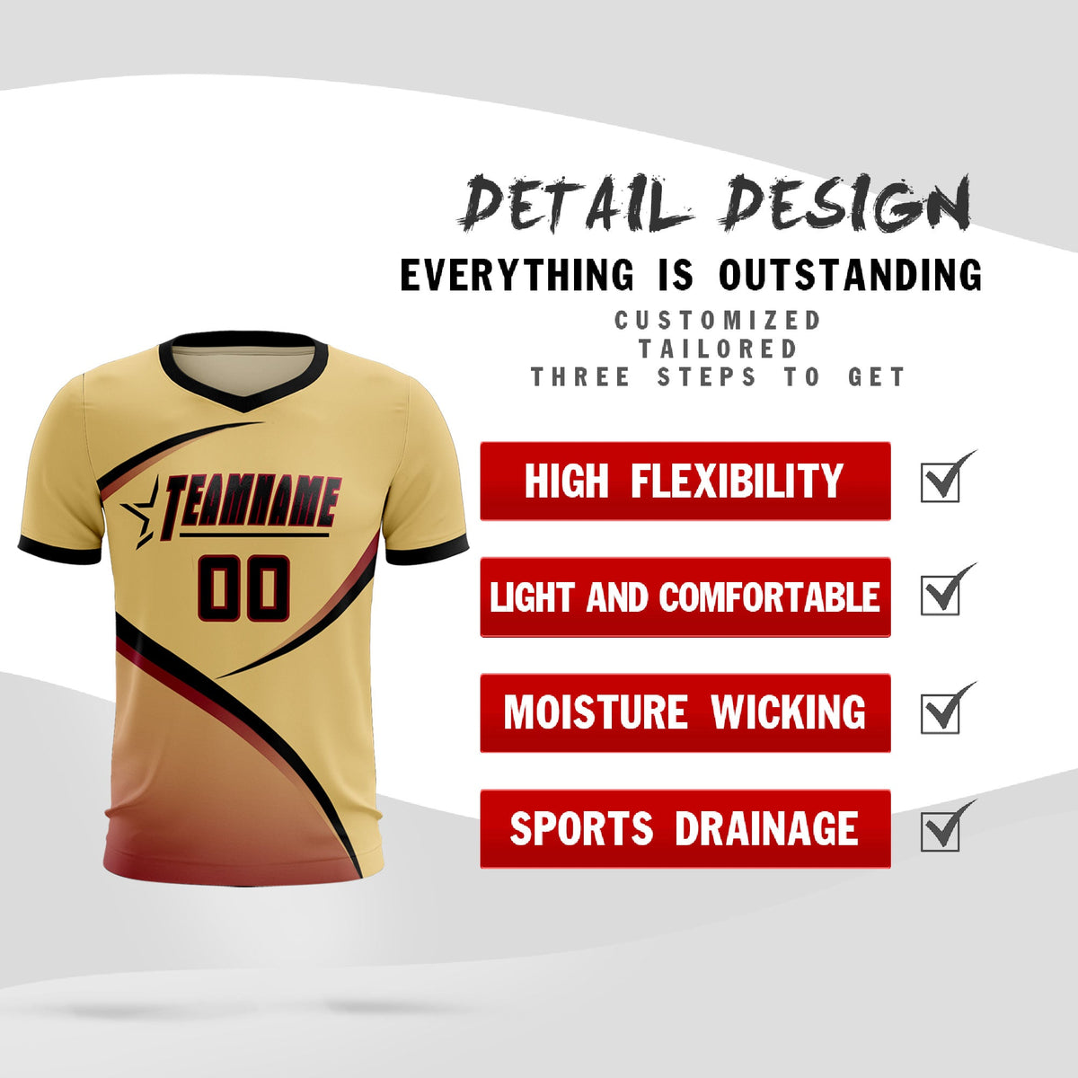 Custom Khaki Black Color Block Training Uniform For Men Soccer Sets Jersey