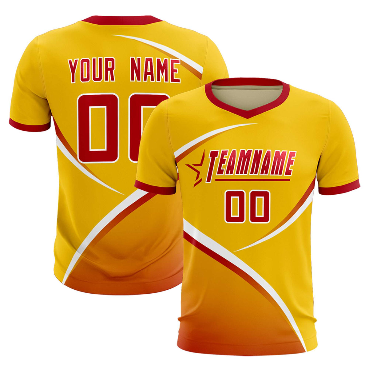 Custom Gold Red Color Block Training Uniform For Men Soccer Sets Jersey