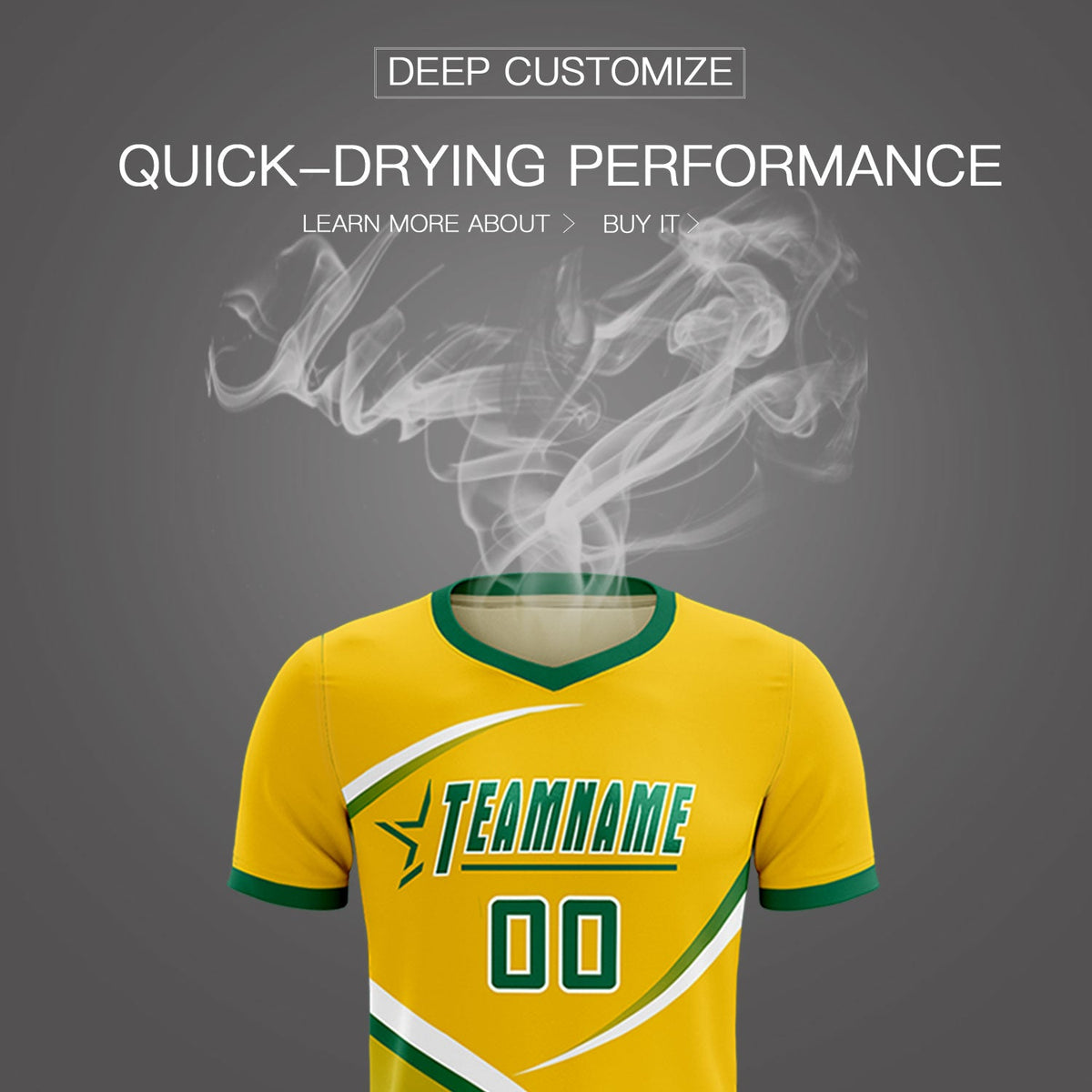 Custom Gold Kelly Green Color Block Training Uniform For Men Soccer Sets Jersey