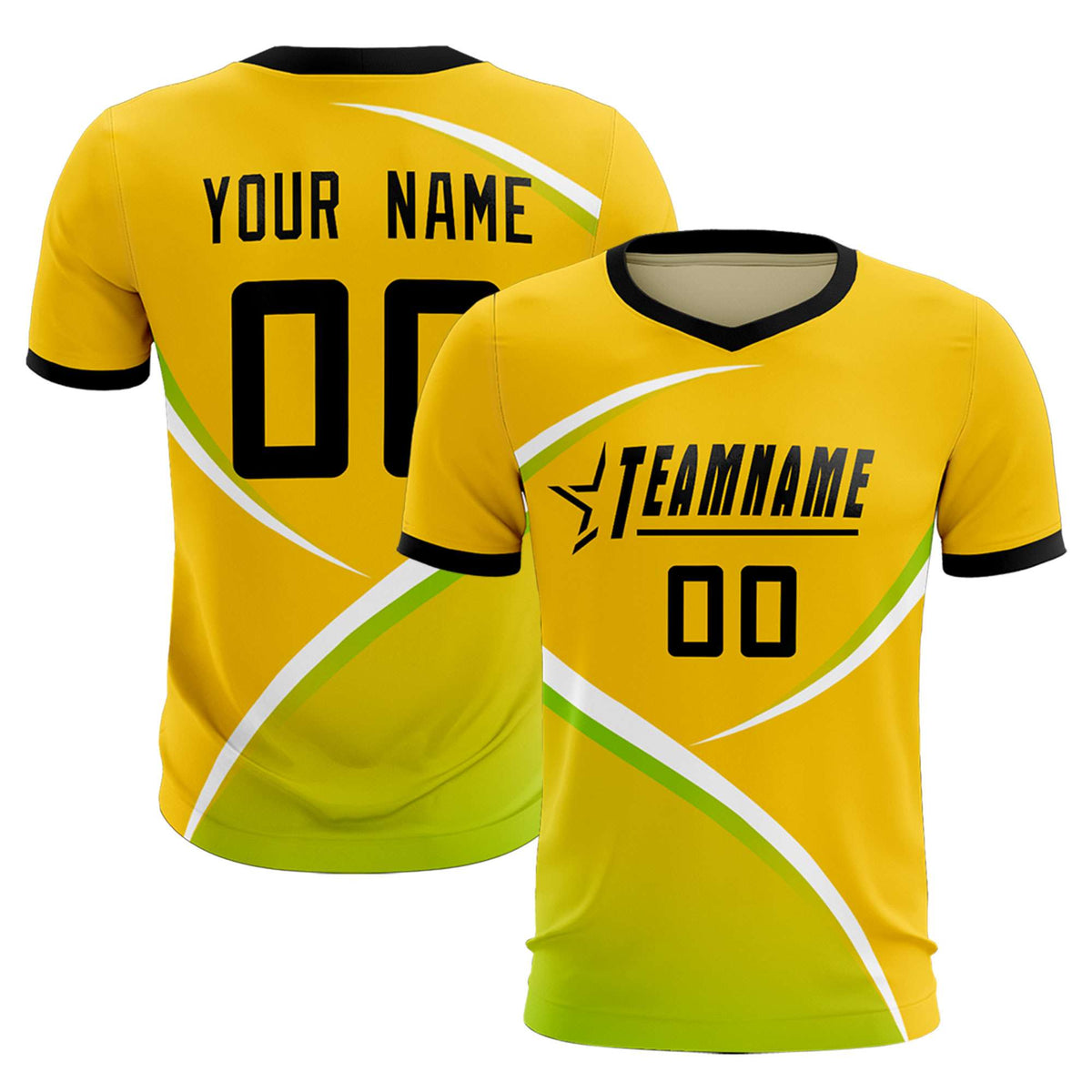 Custom Gold Black Color Block Training Uniform For Men Soccer Sets Jersey