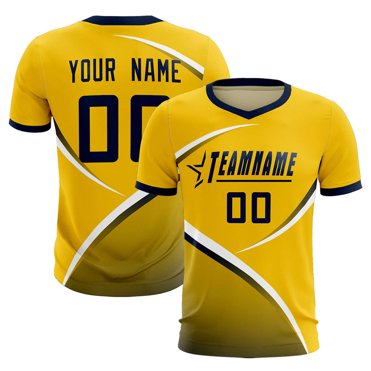 Custom Gold Navy Color Block Training Uniform For Men Soccer Sets Jersey