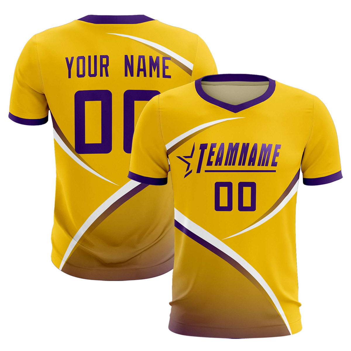 Custom Gold Old Gold Color Block Training Uniform For Men Soccer Sets Jersey