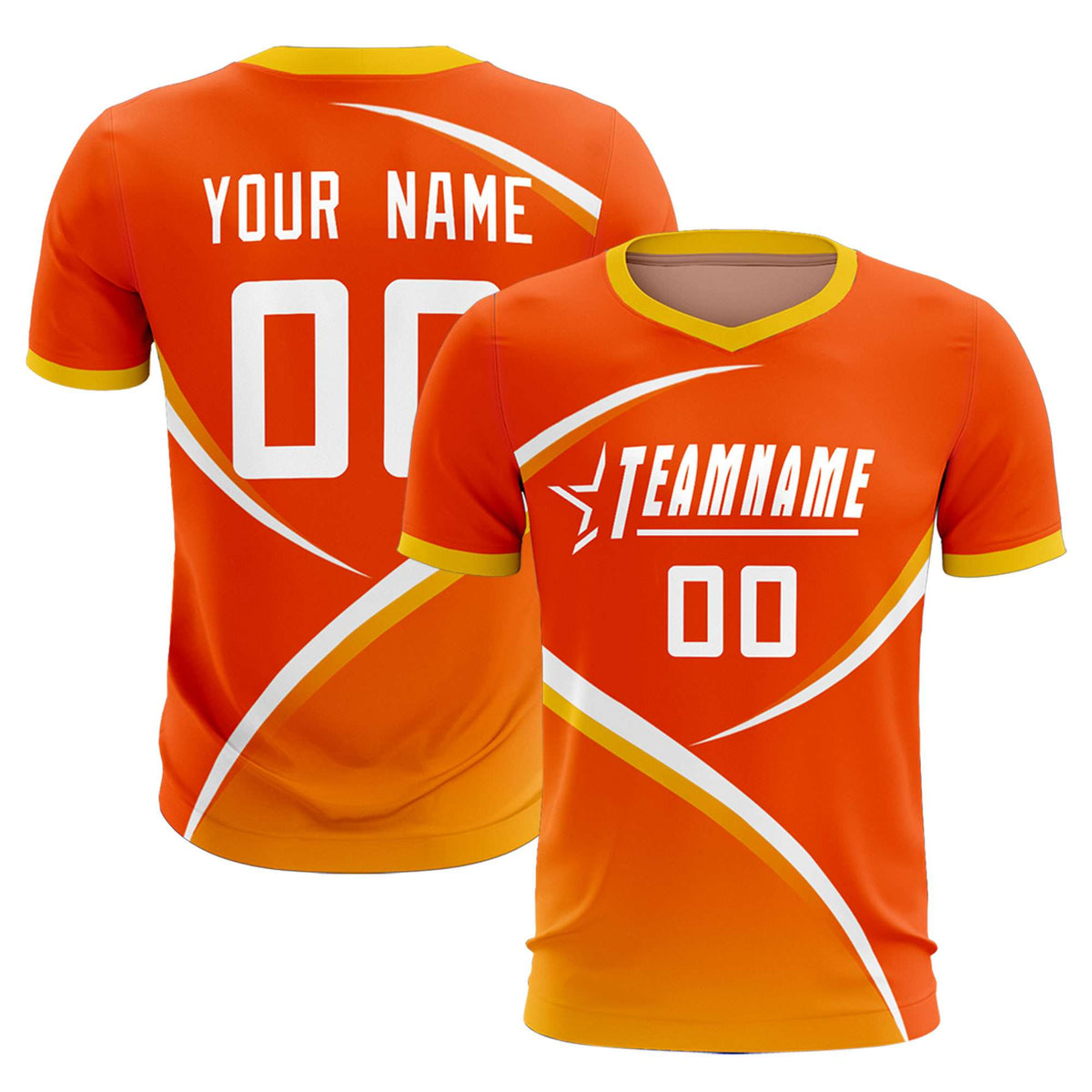 Custom Orange Gold Color Block Training Uniform For Men Soccer Sets Jersey