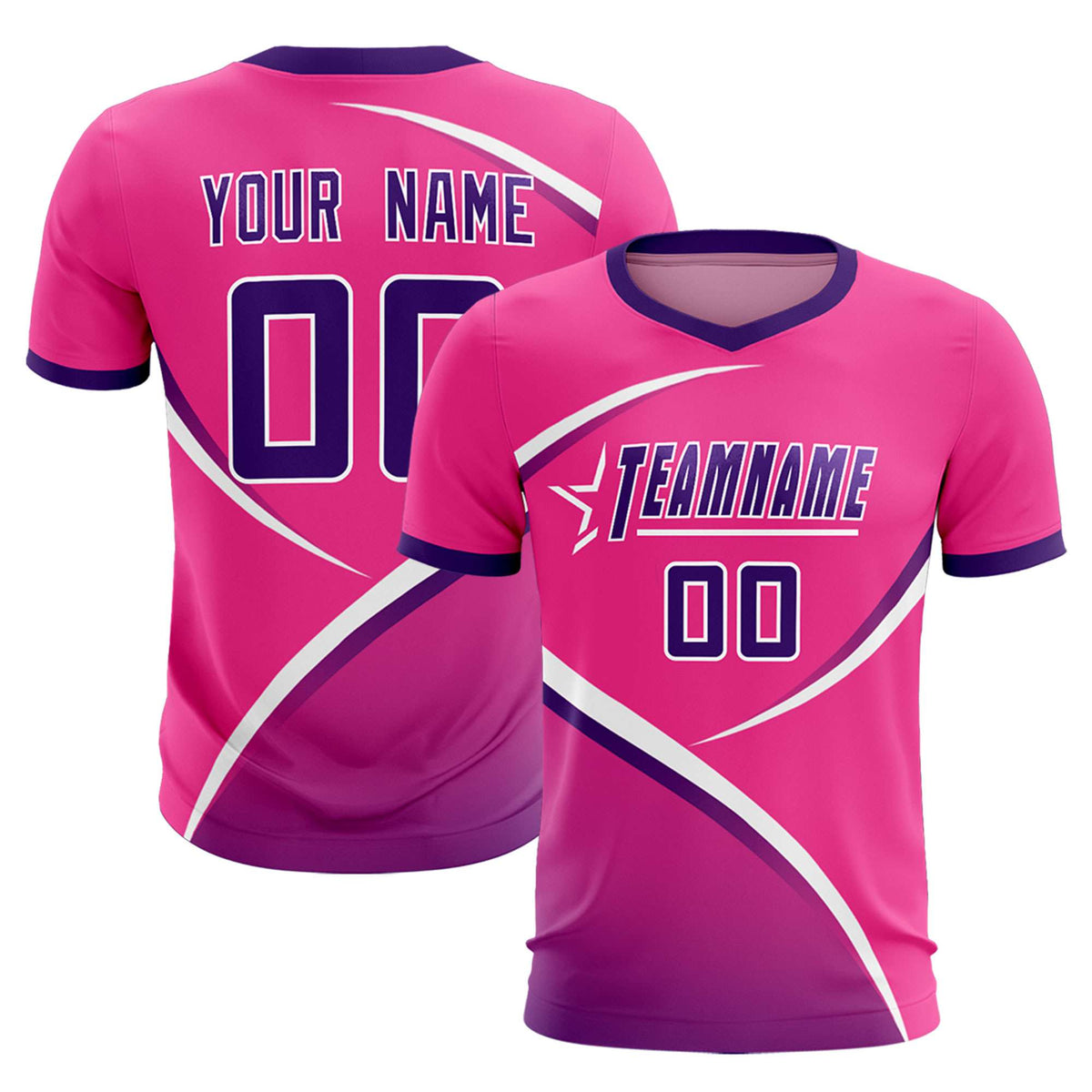 Custom Pink Purple Color Block Training Uniform For Men Soccer Sets Jersey