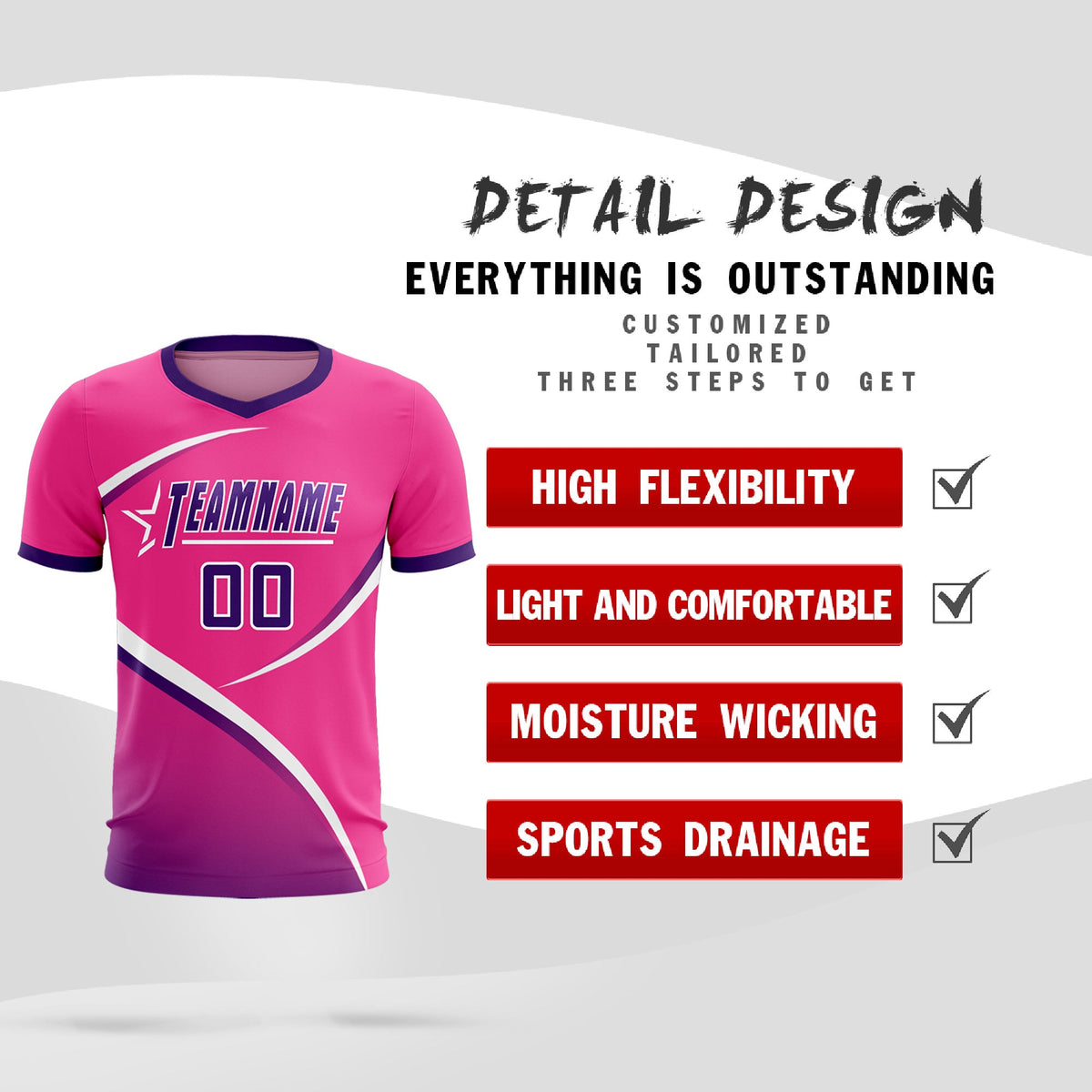 Custom Pink Purple Color Block Training Uniform For Men Soccer Sets Jersey
