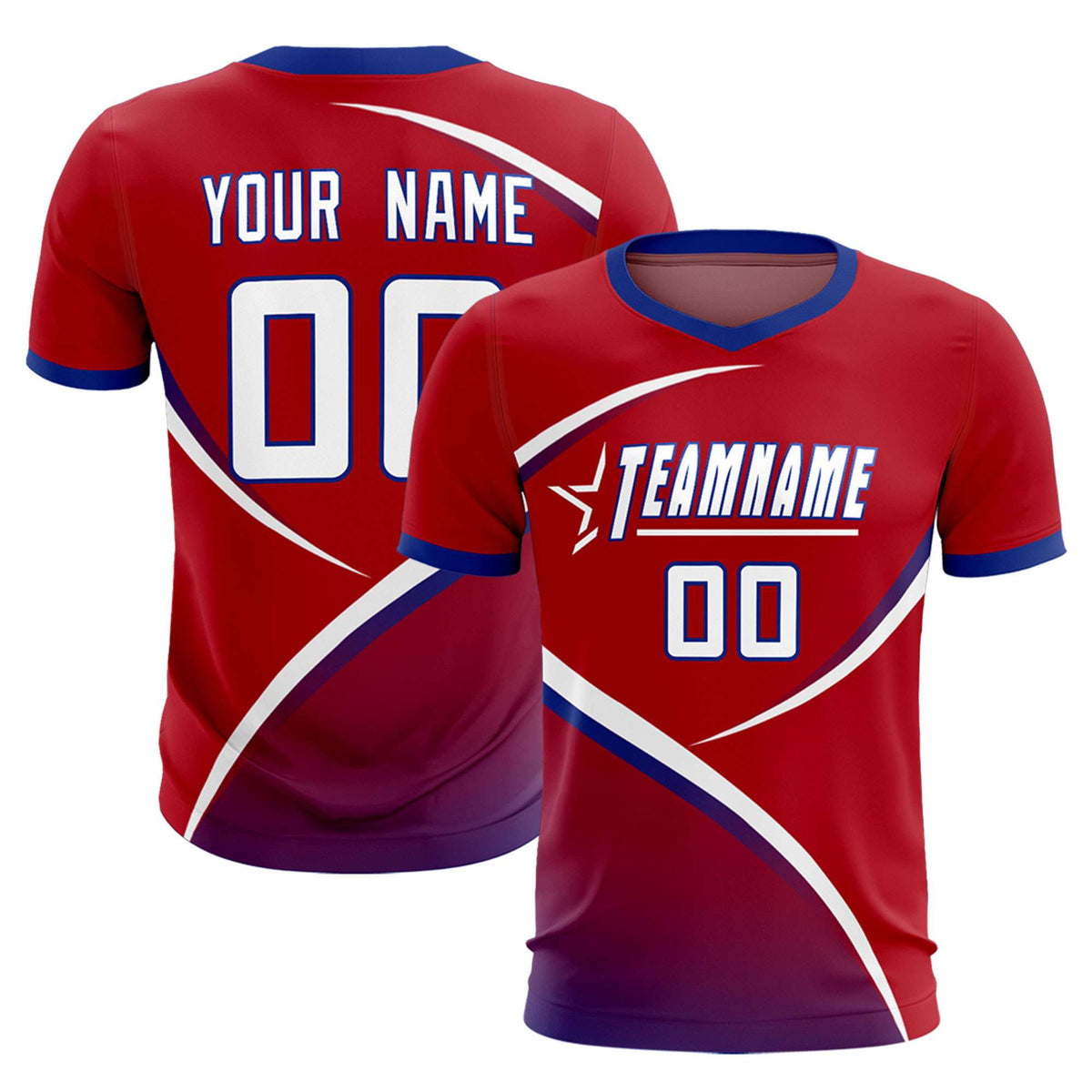 Custom Red Royal Color Block Training Uniform For Men Soccer Sets Jersey