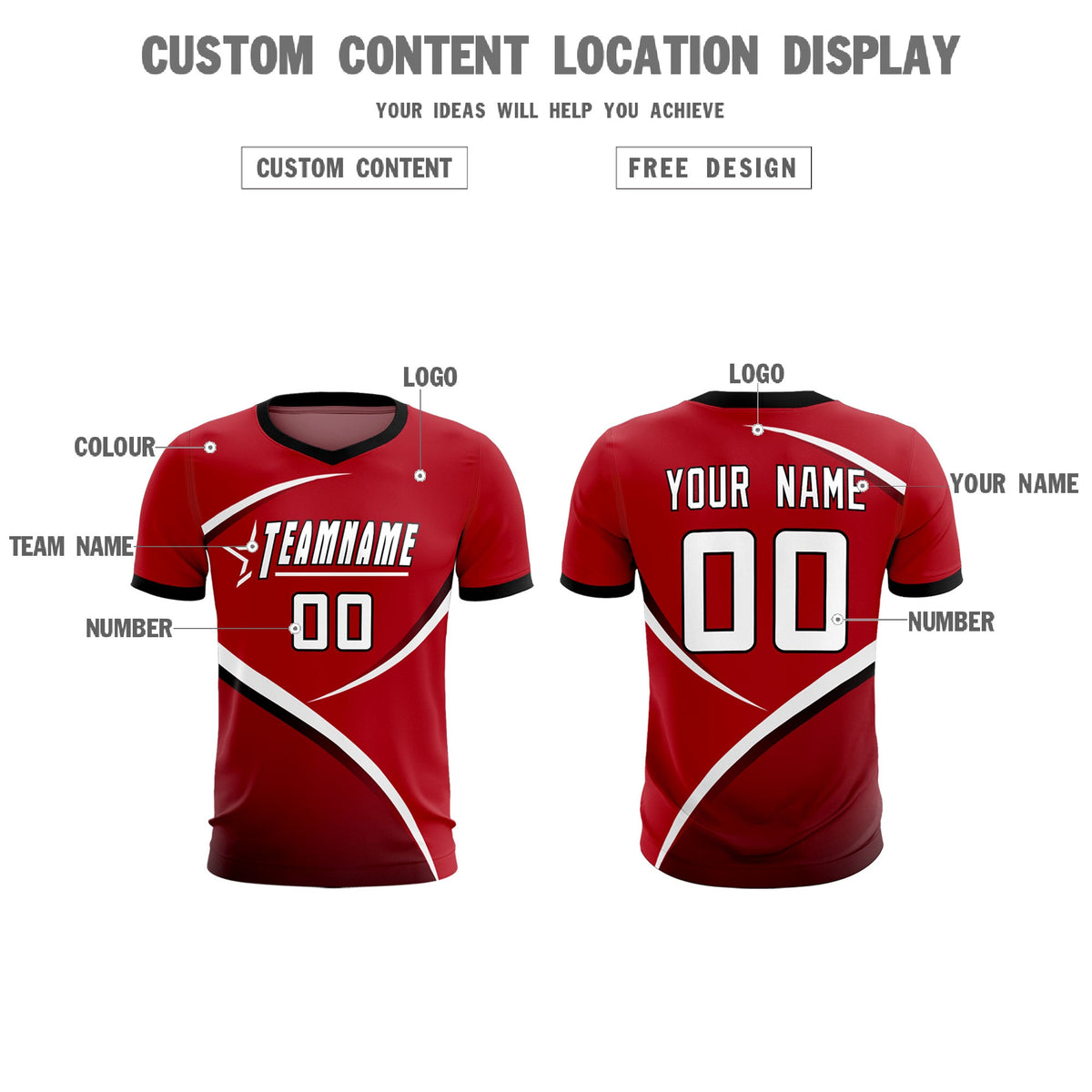 Custom Red Black Color Block Training Uniform For Men Soccer Sets Jersey