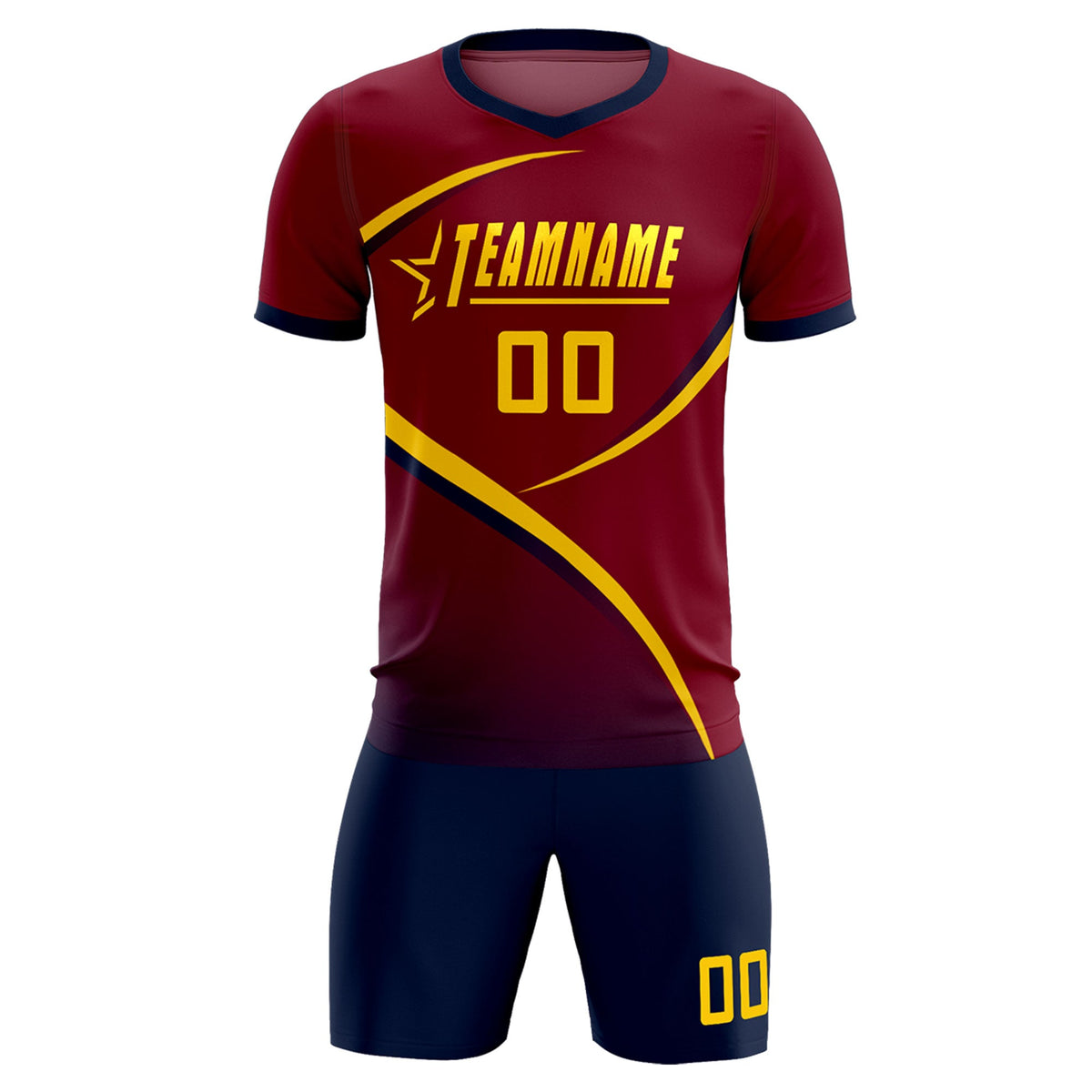 Custom Crimson Navy Color Block Training Uniform For Men Soccer Sets Jersey