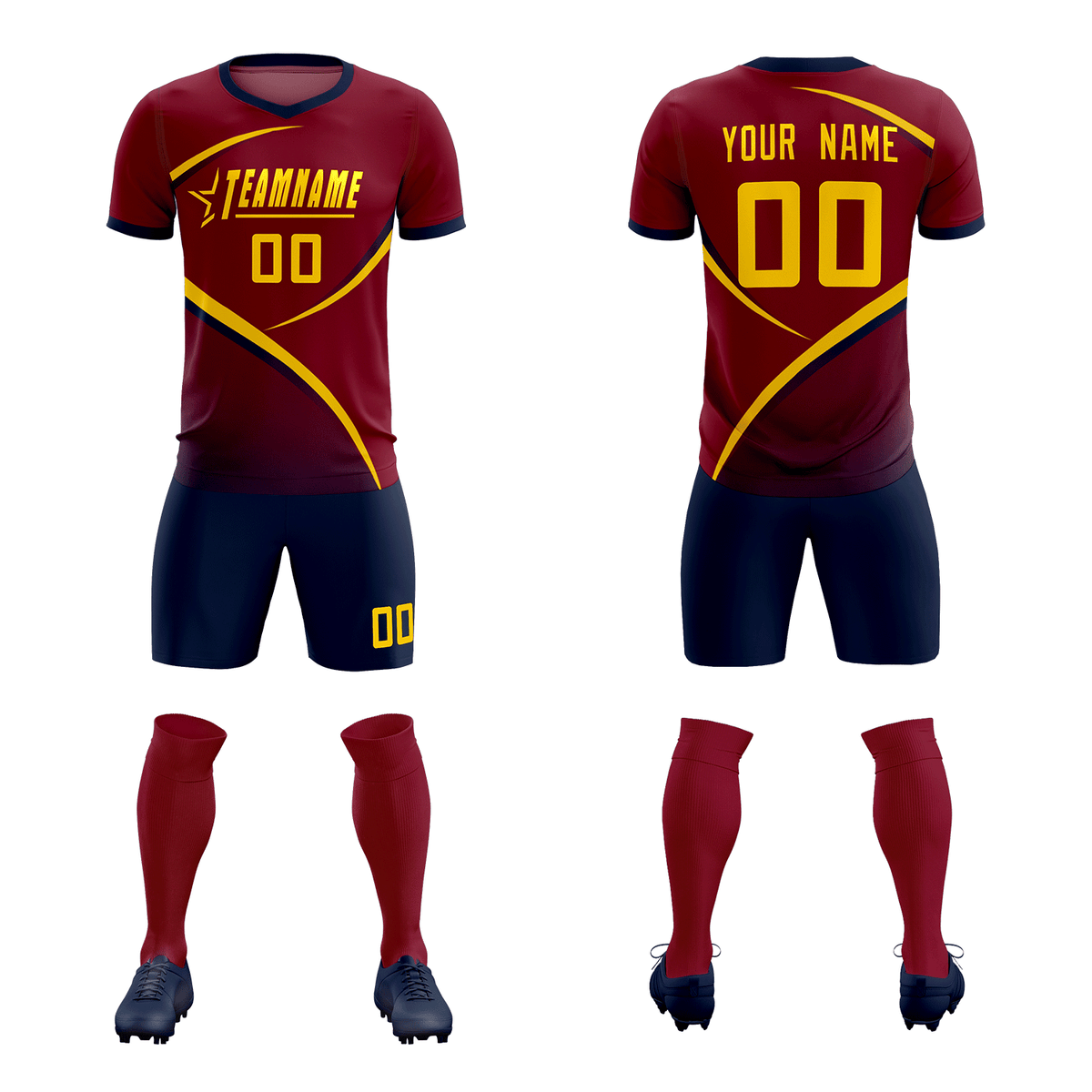 Custom Crimson Navy Color Block Training Uniform For Men Soccer Sets Jersey