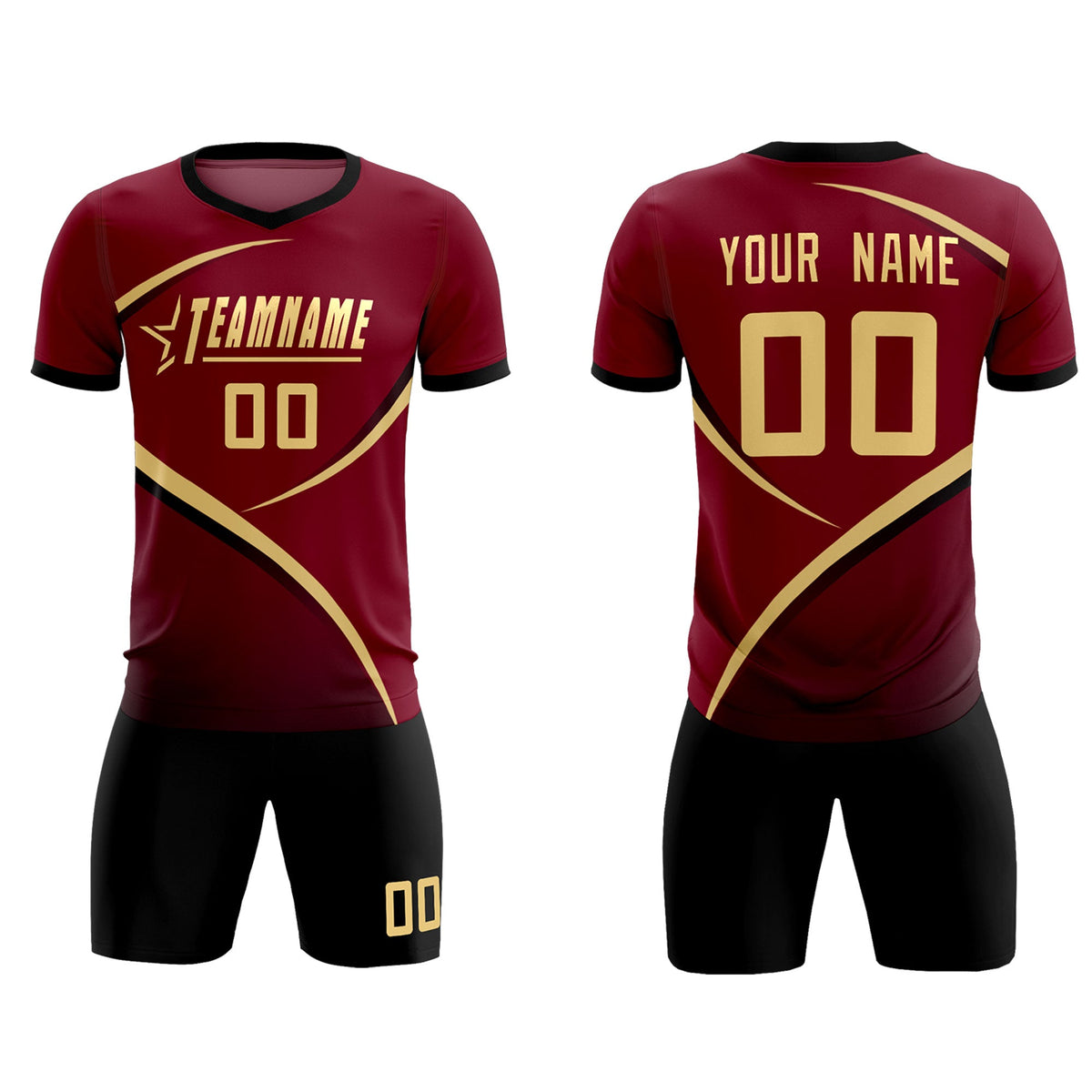 Custom Crimson Black Color Block Training Uniform For Men Soccer Sets Jersey