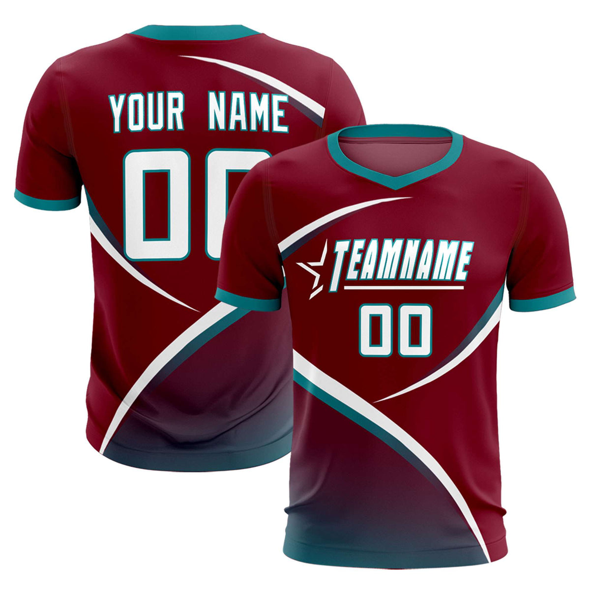 Custom Crimson Aqua Color Block Training Uniform For Men Soccer Sets Jersey