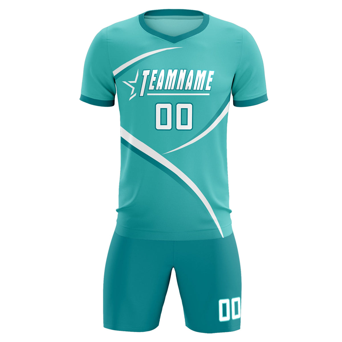 Custom Bright Green Aqua Color Block Training Uniform For Men Soccer Sets Jersey